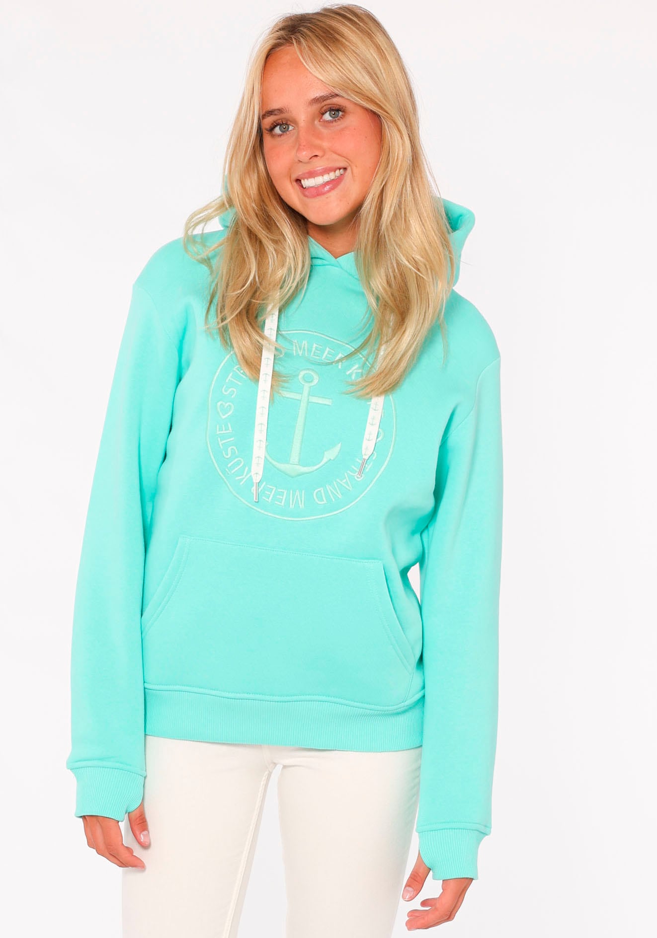 Zwillingsherz Hoodie »Strand Meer Küste«, mit Kapuze und gleichfarbig gesticktem Ankermotiv