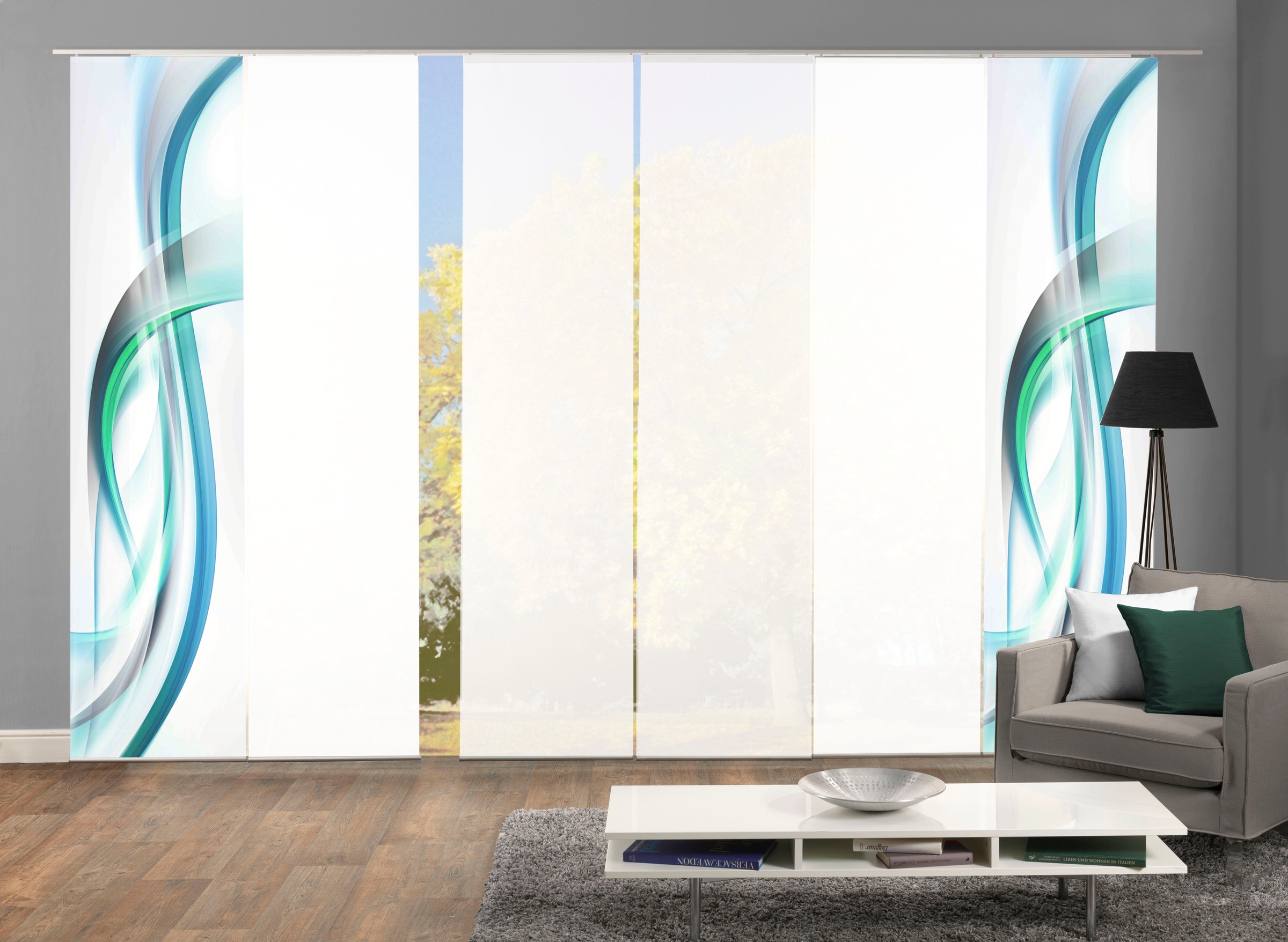 HOME WOHNIDEEN Schiebegardine »FALA« Paneelwagen 6 Stk. tlg. Schiebevorhang Digi 6er Set FALA BEERE