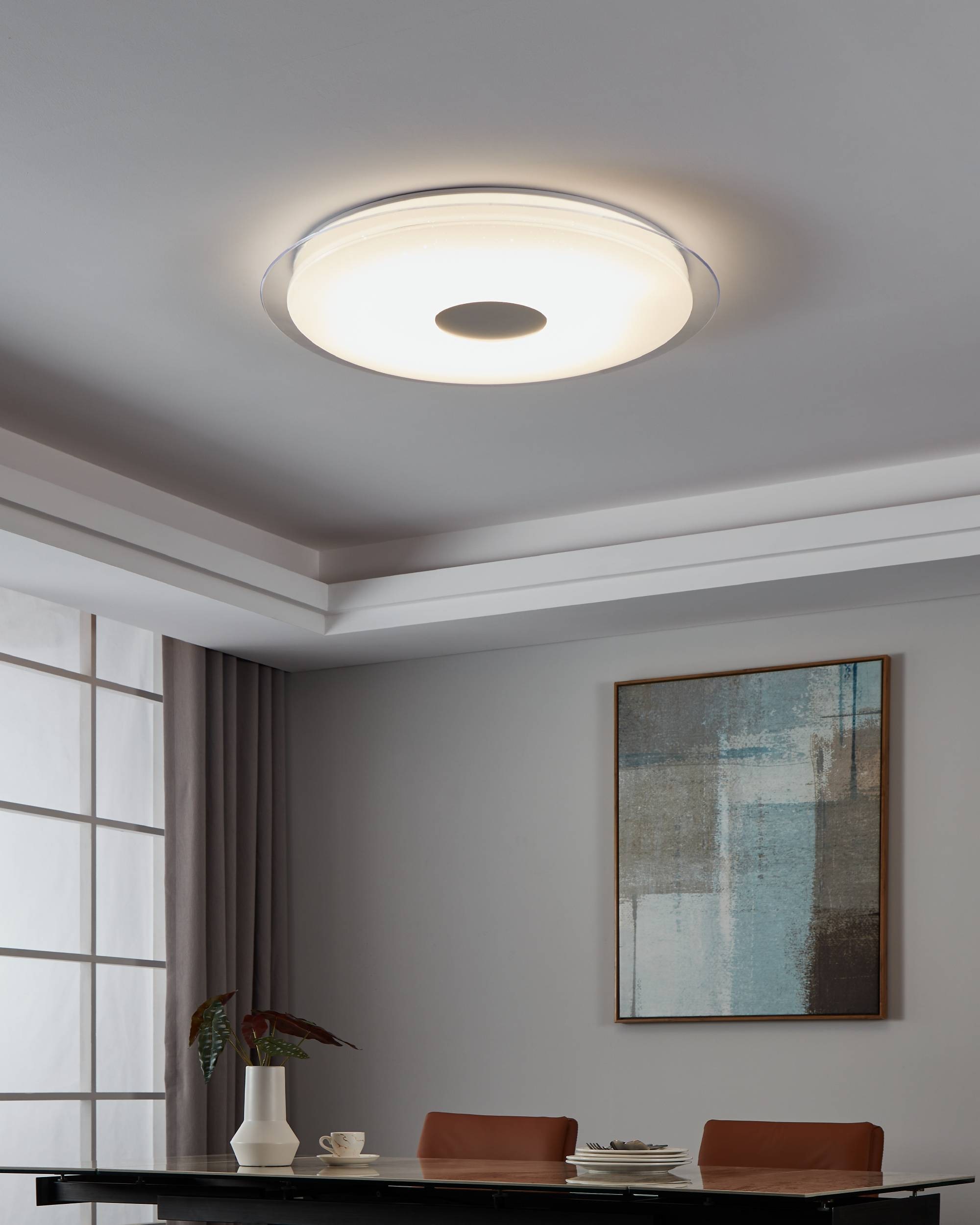 EGLO LED-Deckenleuchte »LANCIANO-Z« in weiß und transparent aus Stahl / inkl. LED fest integriert - 38,1 Watt, Durchm. ca. 77cm