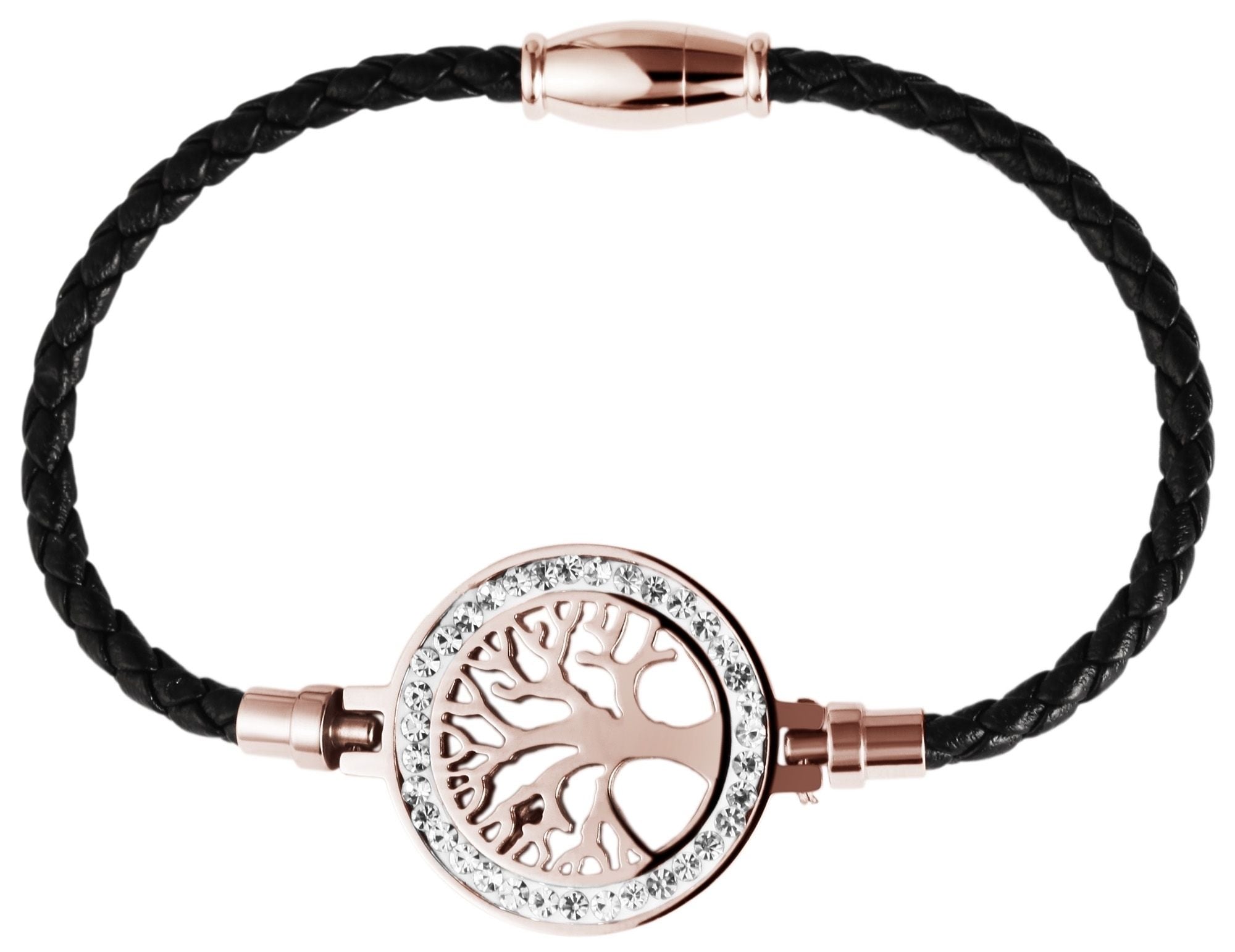 Adelia´s Armband »Damen Armband ¿ Lebensbaum aus Leder mit Strass Steinchen 18 cm«