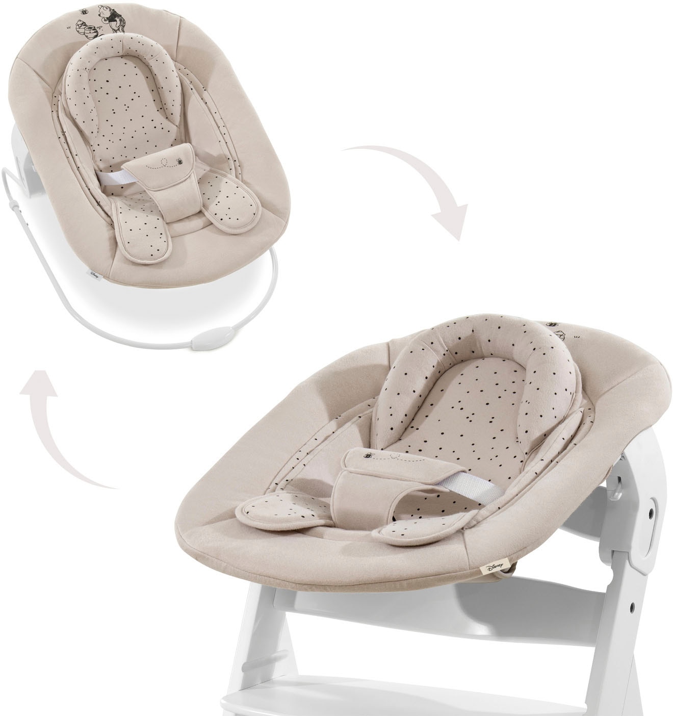 Hauck Hochstuhlaufsatz »Alpha Bouncer 2in1 Winnie the Pooh beige« bis, 9 kg, mit Wippgestell