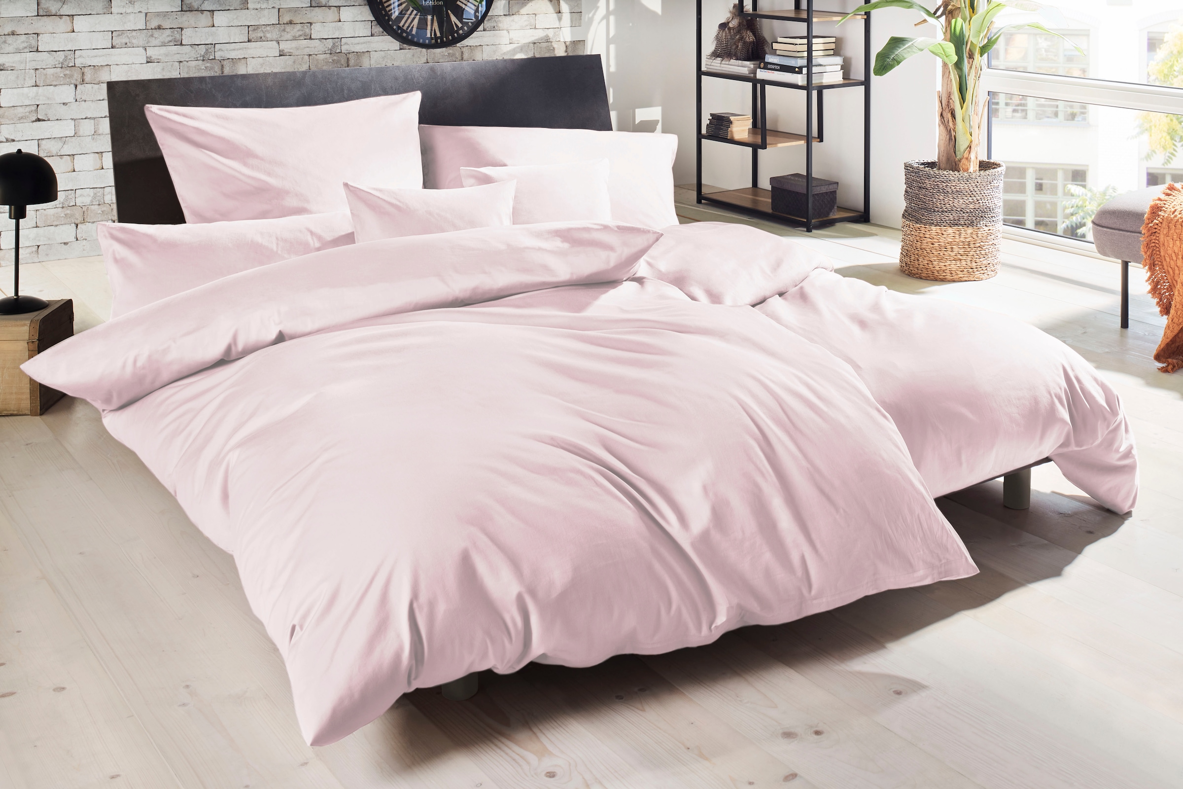 Primera Bettwäsche »Uni Luxus-Satin in Gr. 135x200, 155x220 oder 200x200 cm« 2 Stk. tlg. Bettwäsche aus Baumwolle, unifarbene Bettwäsche mit Reißverschluss