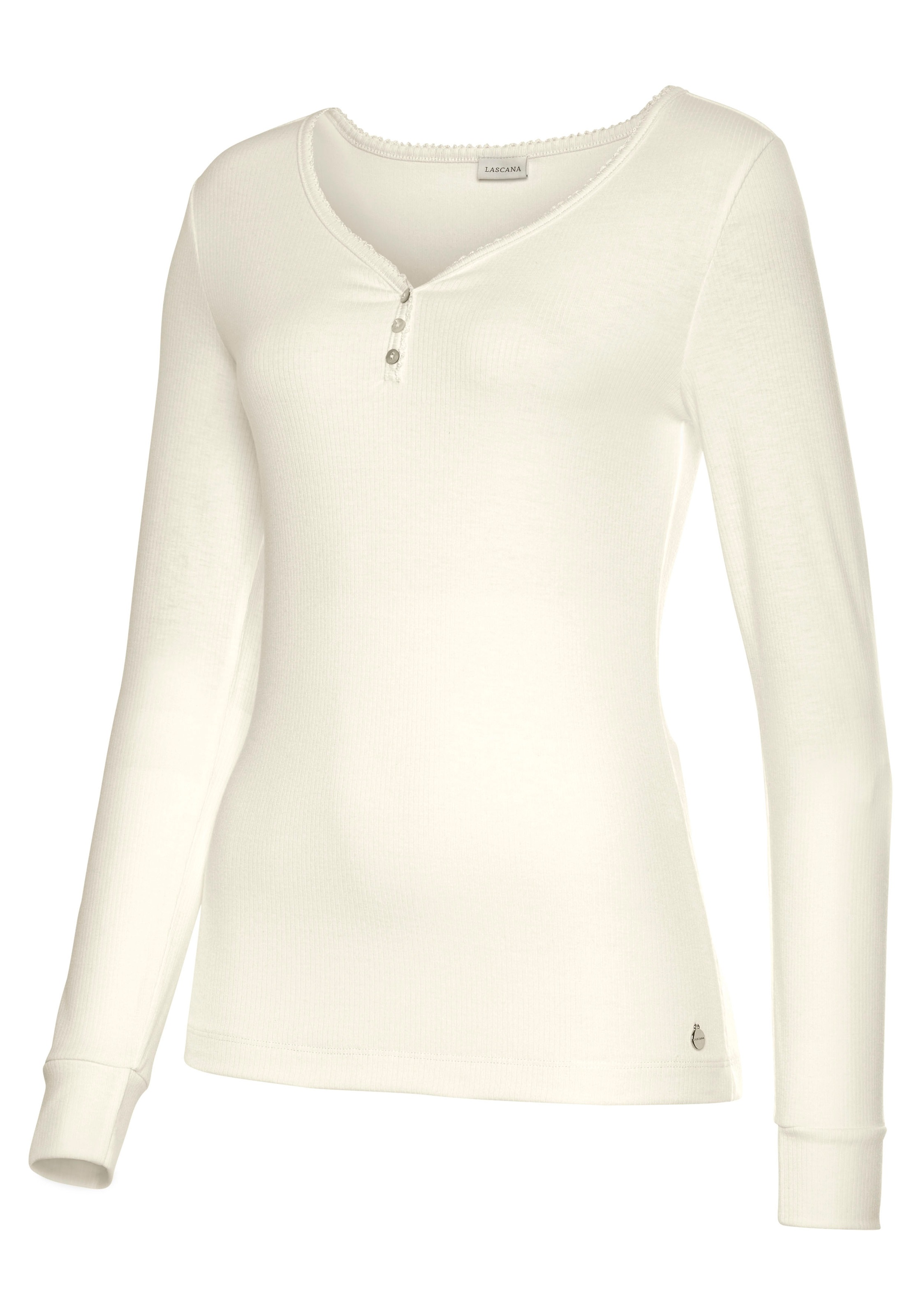LASCANA Pyjamaoberteil, aus Rippstrick