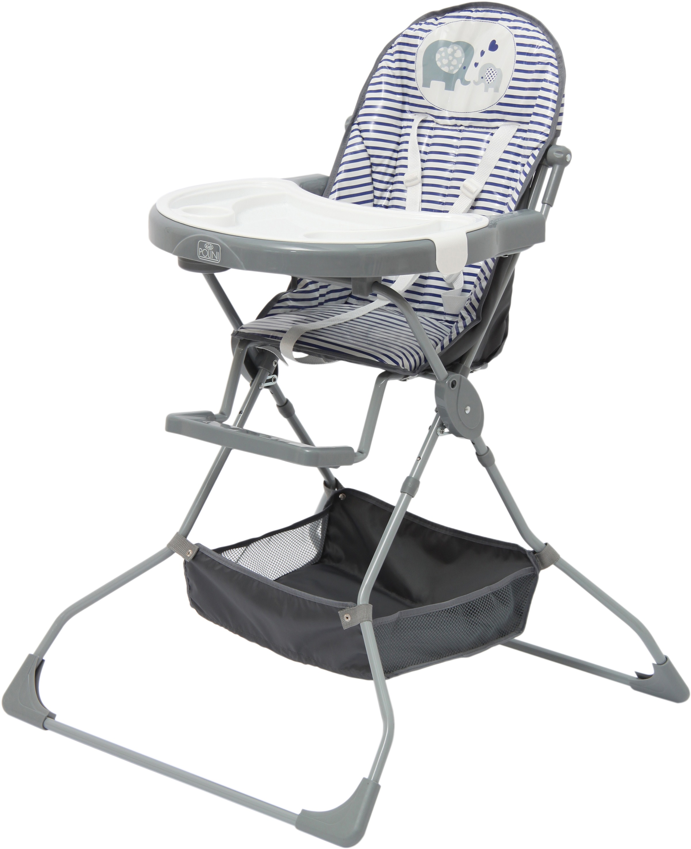 Polini kids Hochstuhl »252 Motiv Elefanten + Streifen; weiß, blau, grau«