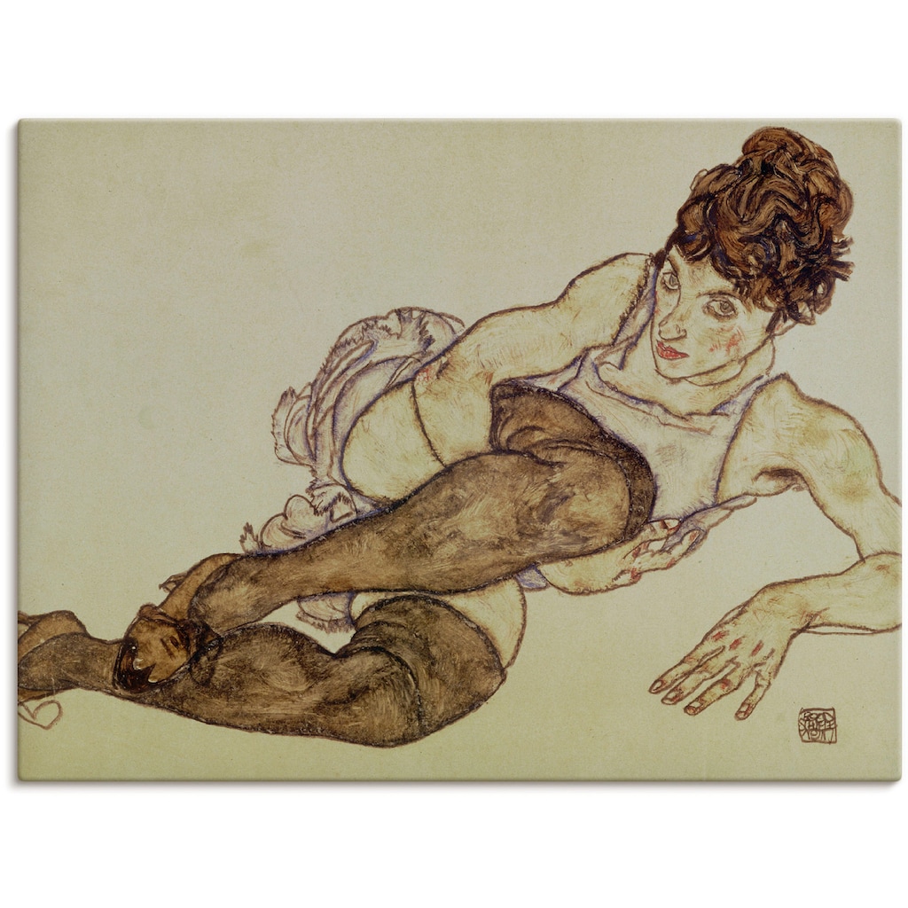 Artland Wandbild »Liegende Frau mit grünen Strümpfen. 1917«, Frau, (1 St.)