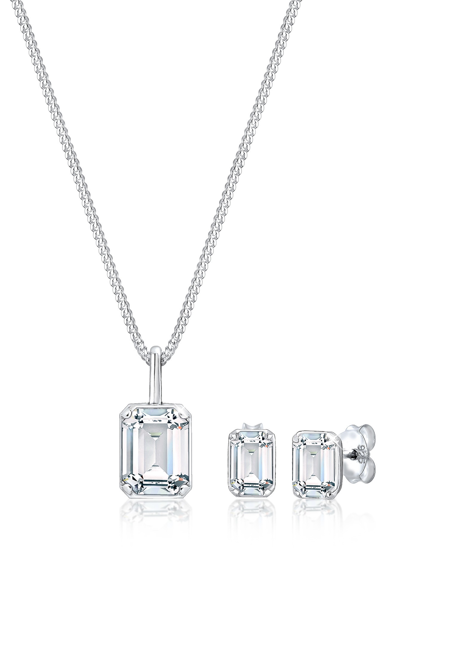 Elli Schmuckset »Ohrringe und Kette Kristalle rosegold«