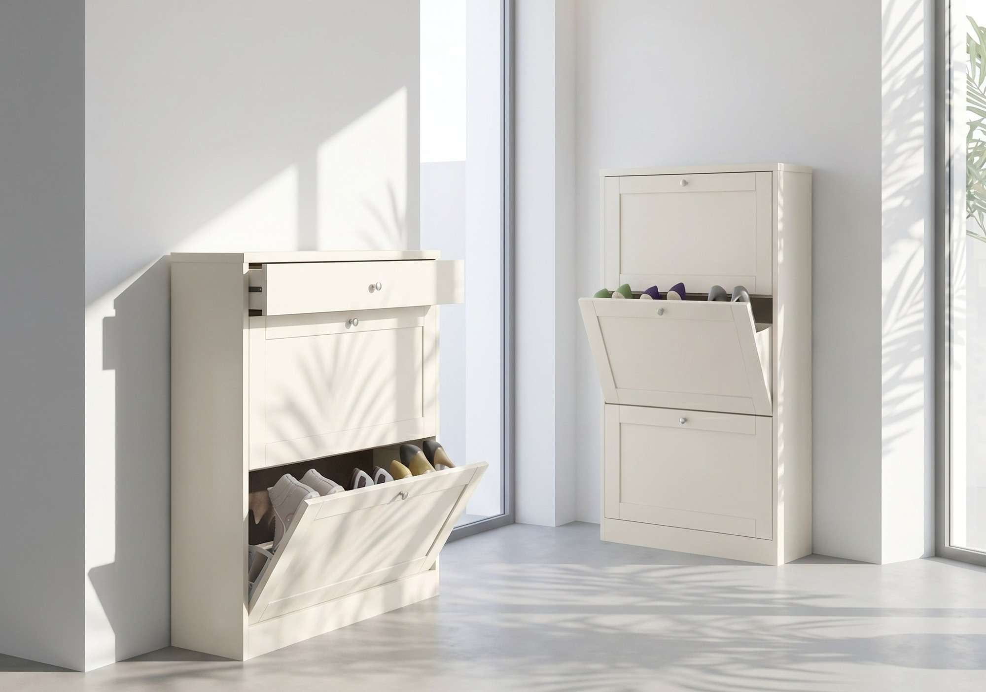 OTTO home Schuhschrank »Heide« Breite 70 cm, mit 3 Klappen und Facettenfront, Höhe ca. 130 cm