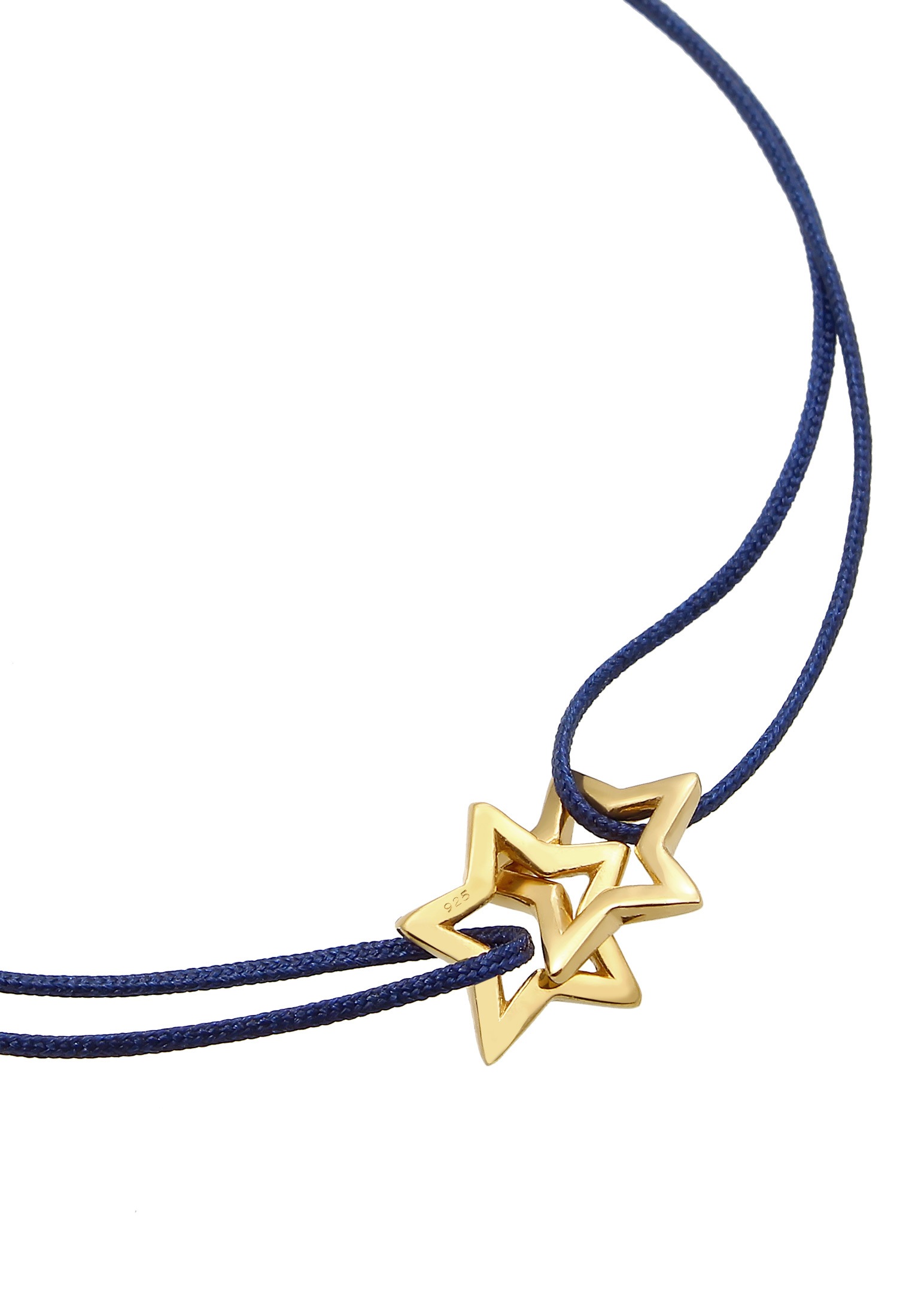 Elli Armkette »Armband Stern Nylon 925 Sterling Silber vergoldet«