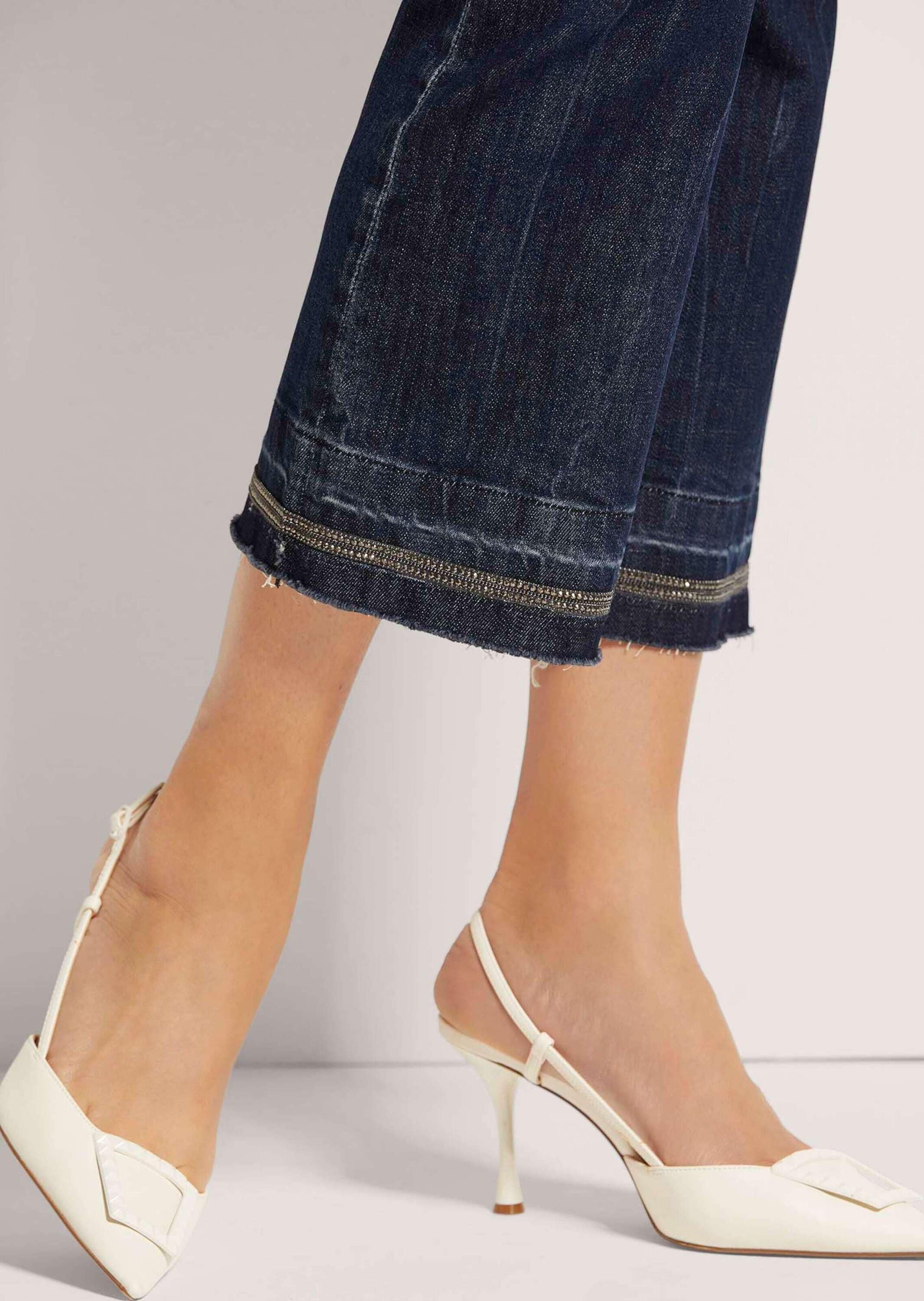 MADELEINE Regular-fit-Jeans »Jeans Ausgestellte Jeans mit Strass-Deko und Fransen«