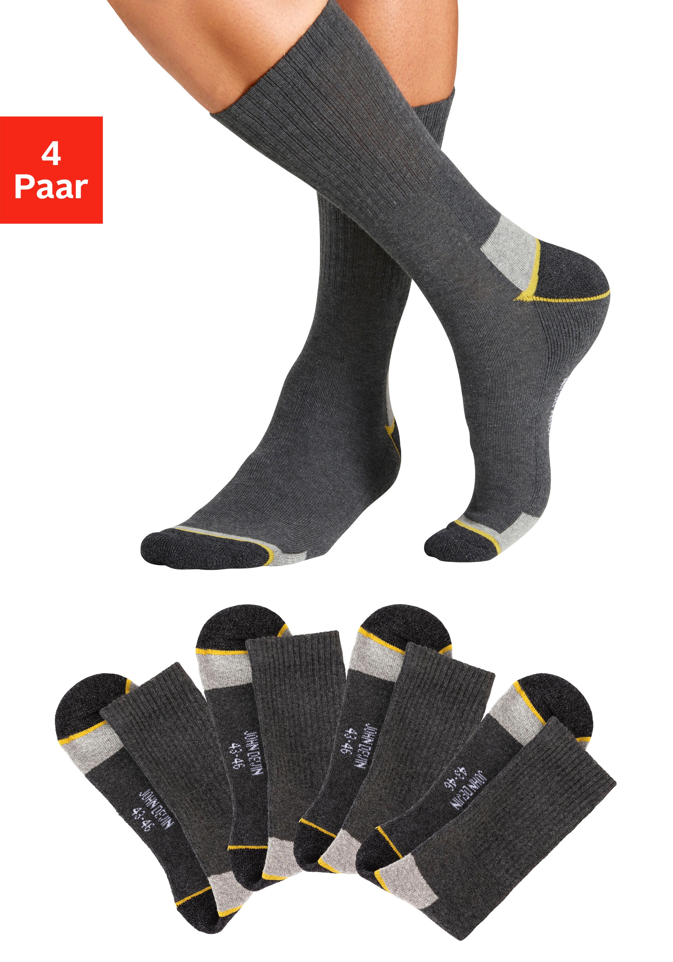 John Devin Herren Arbeitssocken Packung in grau, Größe 43-46