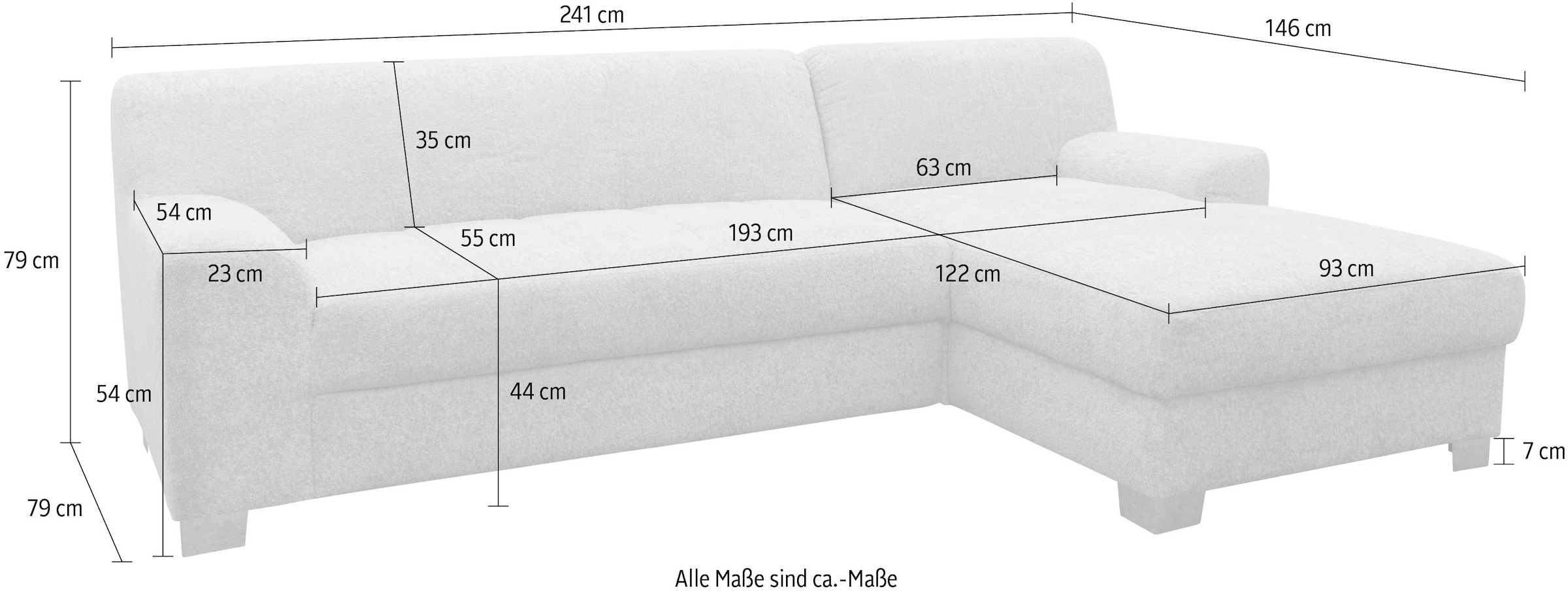 OTTO home Ecksofa »Lolland 241 x 146 cm, modern, mit Steppungen, mittelfester Sitz« L-Form, aus pflegeleichtem, weichem Luxus-Microfaser