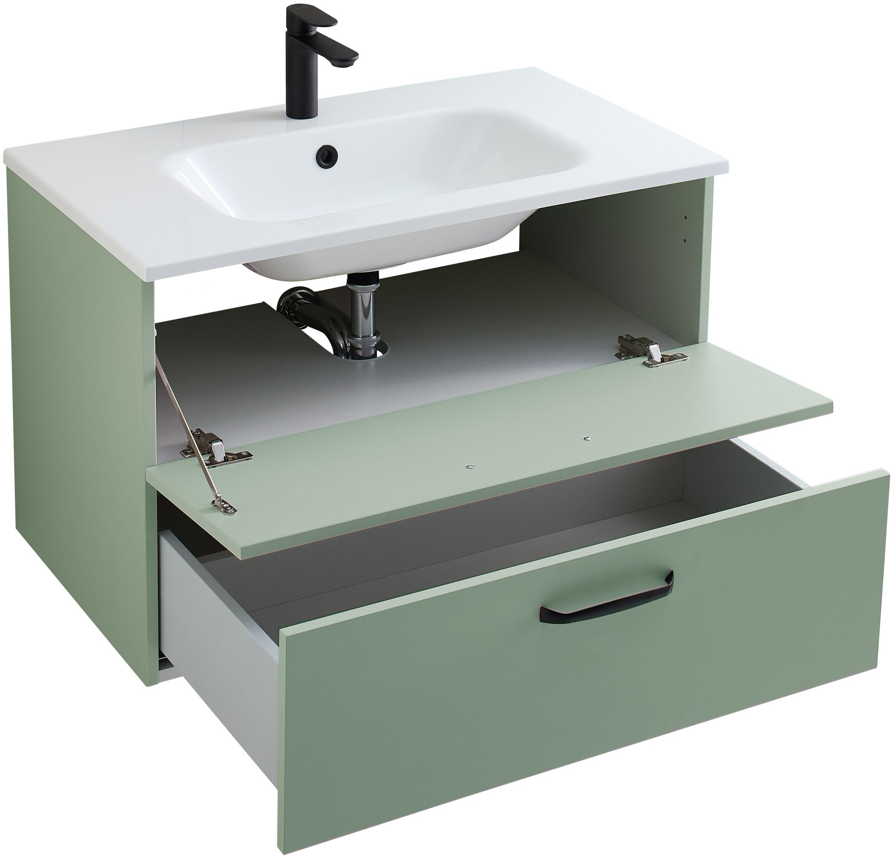 Saphir Badmöbel-Set »Quickset 500, Waschtischunterschrank mit Mineralmarmorwaschtisch« 2 Stk. tlg.