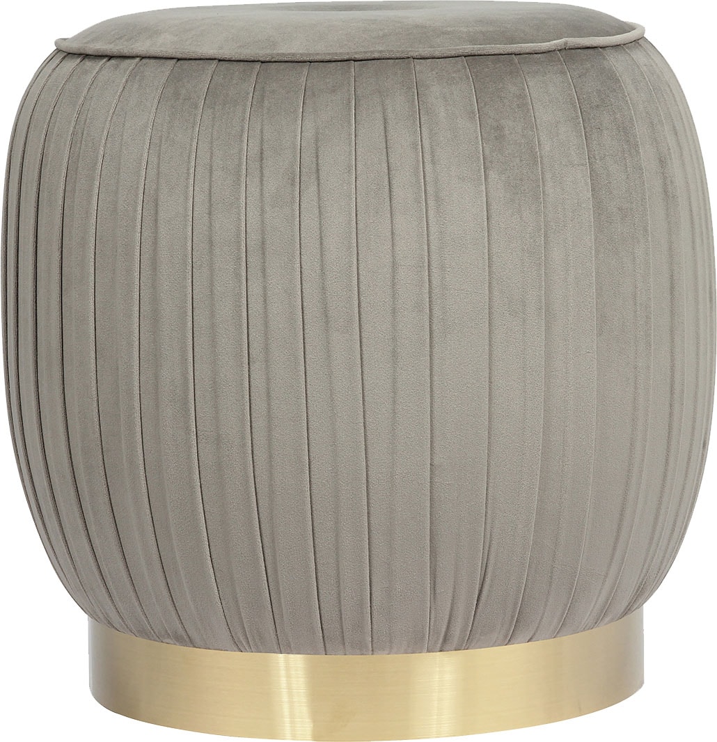 Kayoom Polsterhocker »Hocker Lyla 125, Edler Touch durch goldenen Sockel,  Samtbezug« 1 Stk. tlg. samtweich, gesteppte Ziernaht, Edelstahlsockel, Hochwertiger Samtbezug