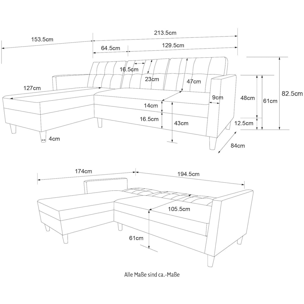 Dorel Home Ecksofa »Hartford, L-Form,«