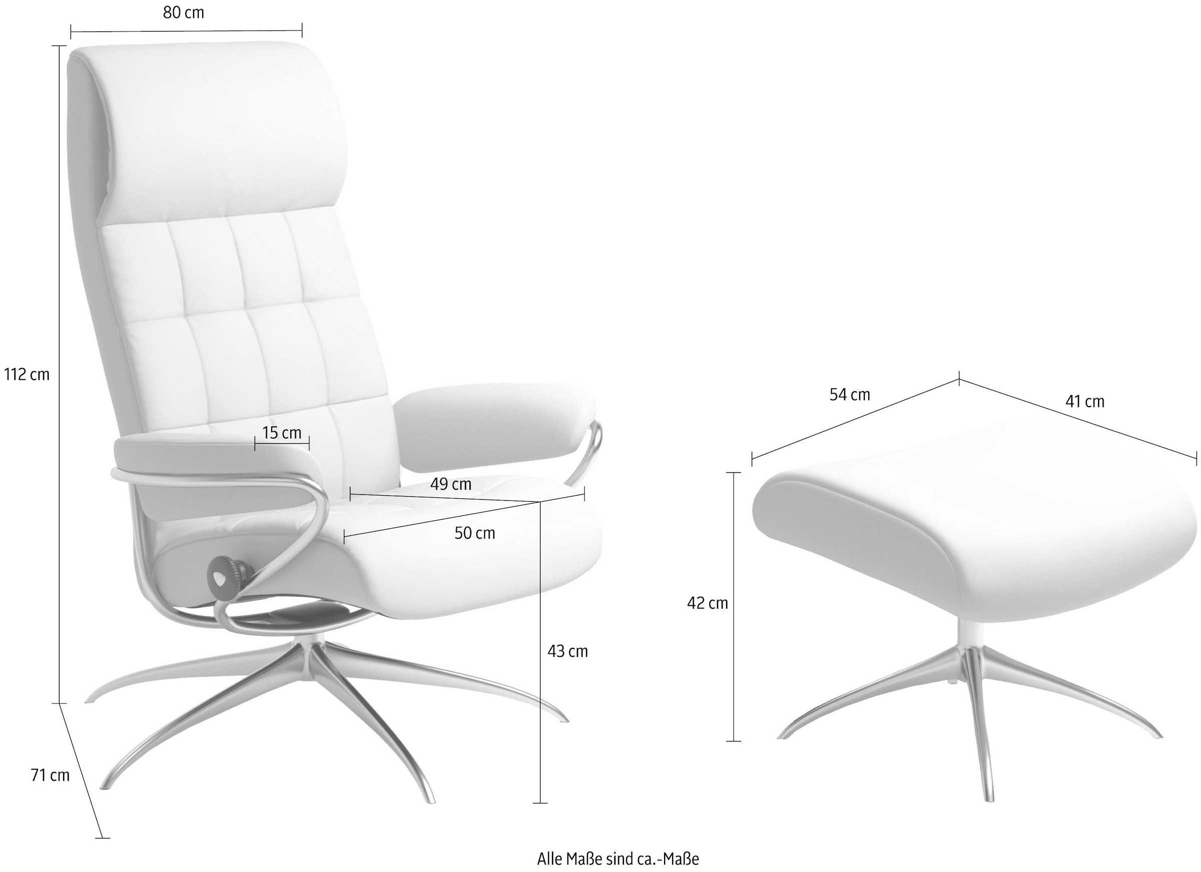 Stressless® Relaxsessel »London«, (Set, Relaxsessel mit Hocker), mit Hocker, High Back, mit Star Base, Gestell Schwarz