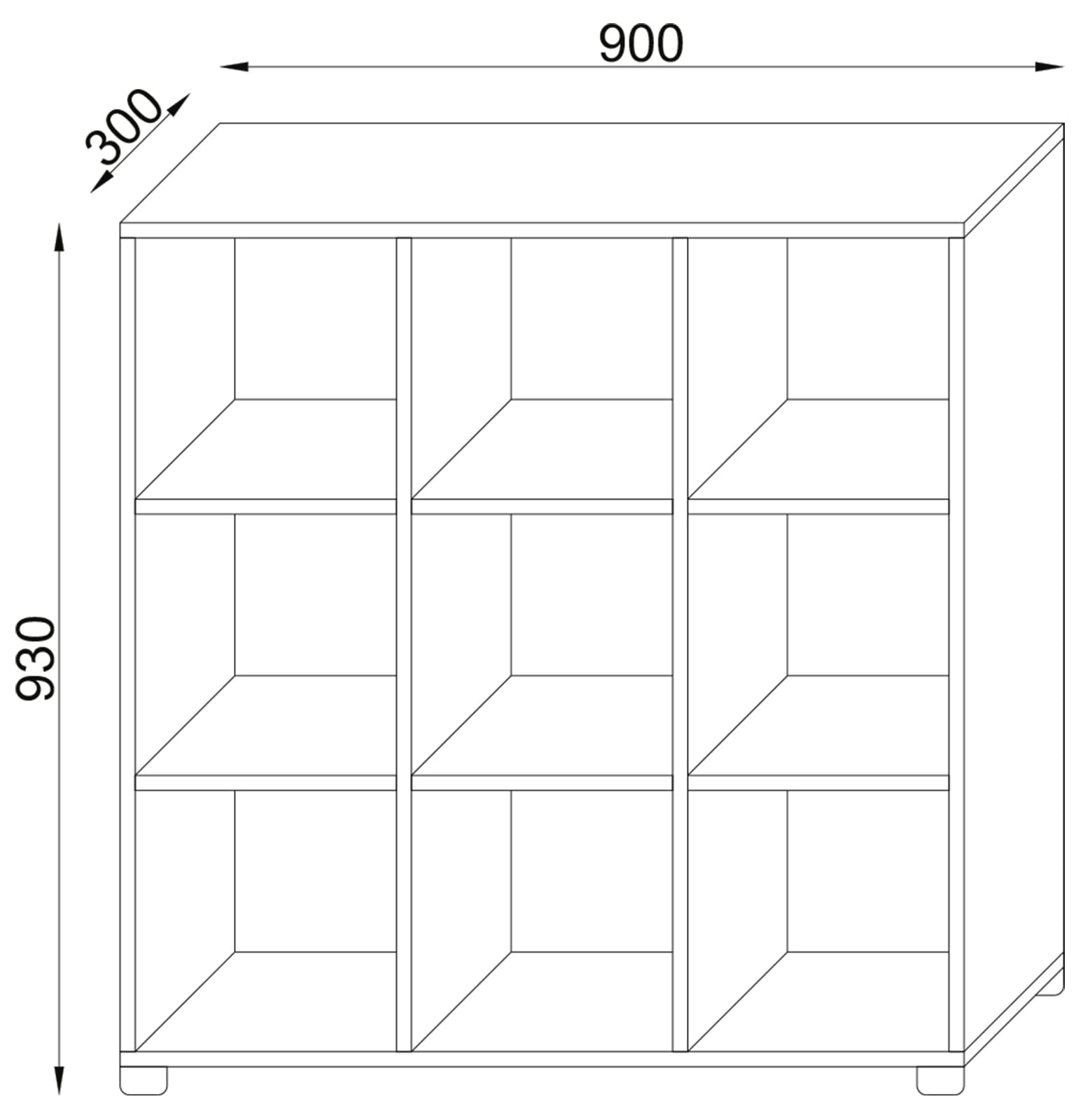 VCM Standregal »VCM Holzregal stehend | platzsparendes Regal | Maße: H. 93 x B. 90 x T. 30 cm | Elegantes Regal stehend | Aufbewahrungsregal | Bücherregal - Benas-3x3«
