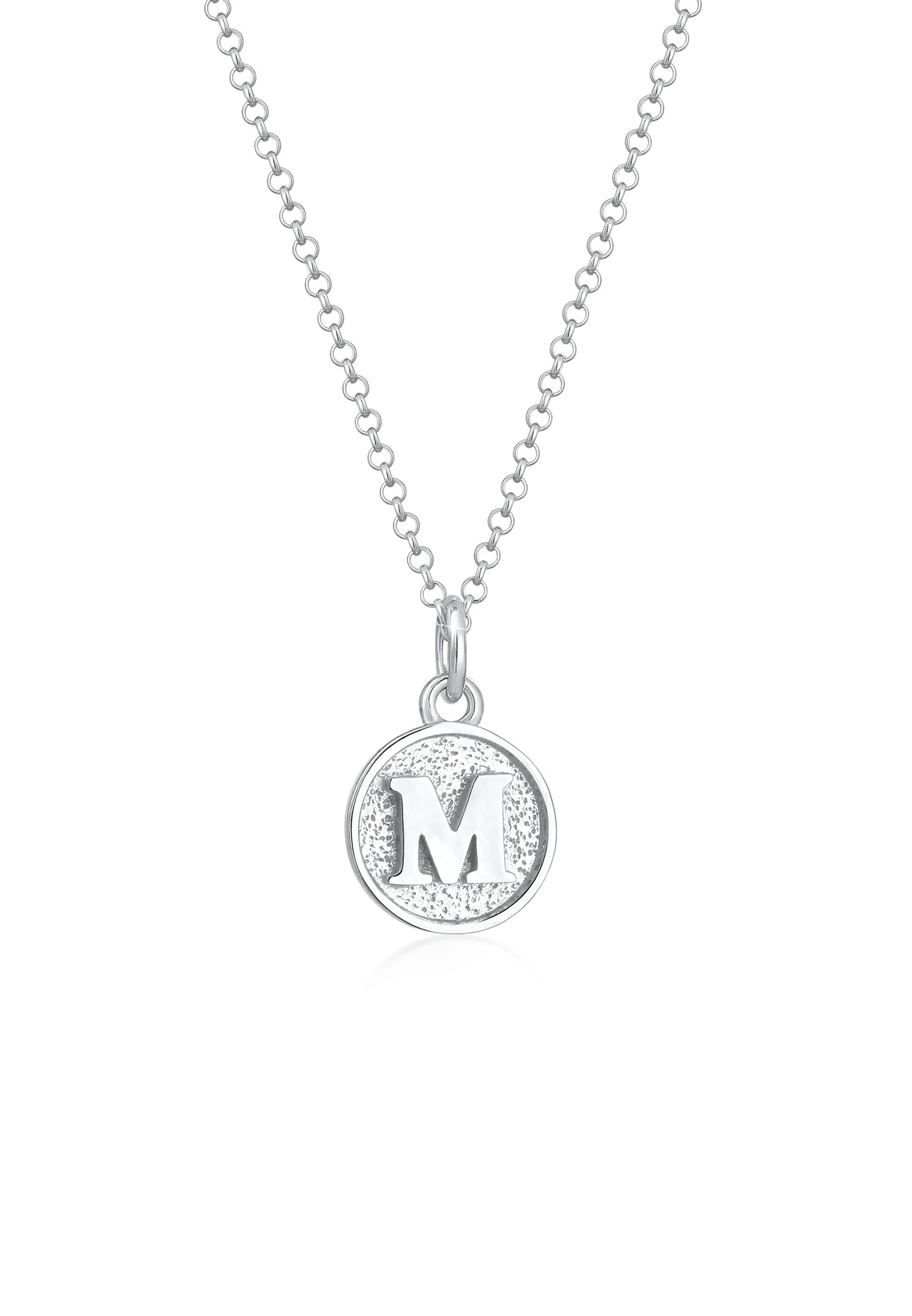 Elli Kette mit Anhänger »Halskette Plättchen Vintage Buchstabe M Initialen 925 Sterling Silber«