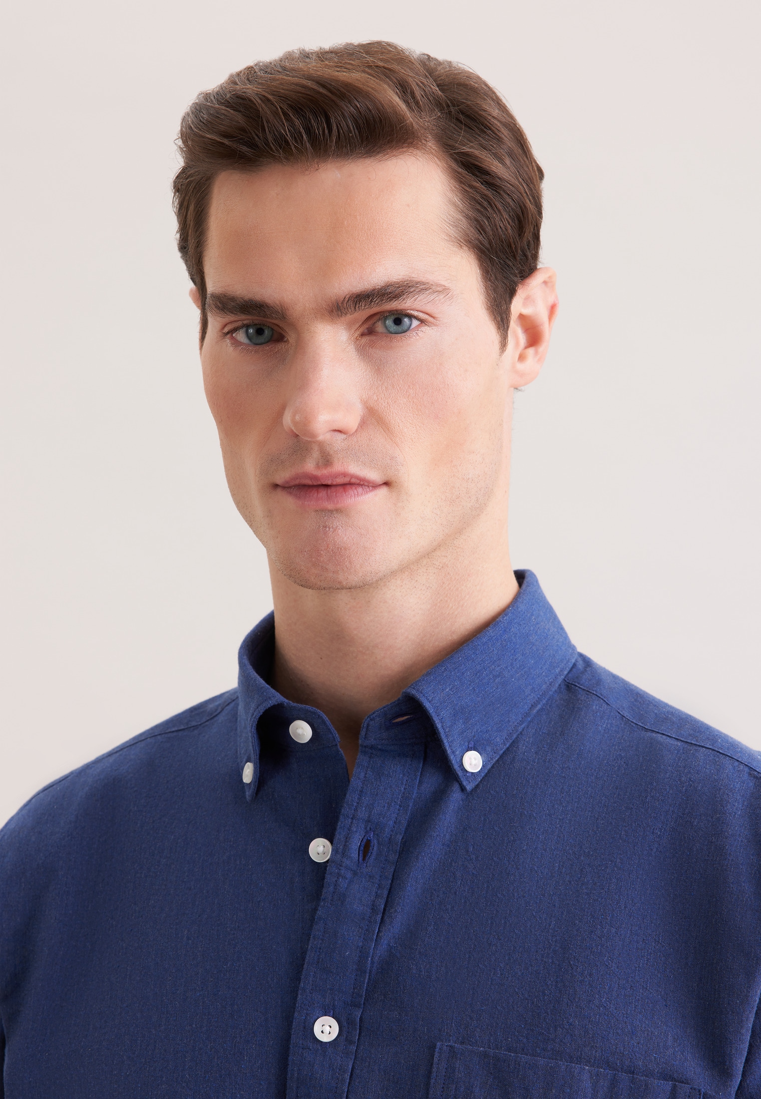 seidensticker Leinenhemd Regular 1/1 Button-Down-Kragen Uni