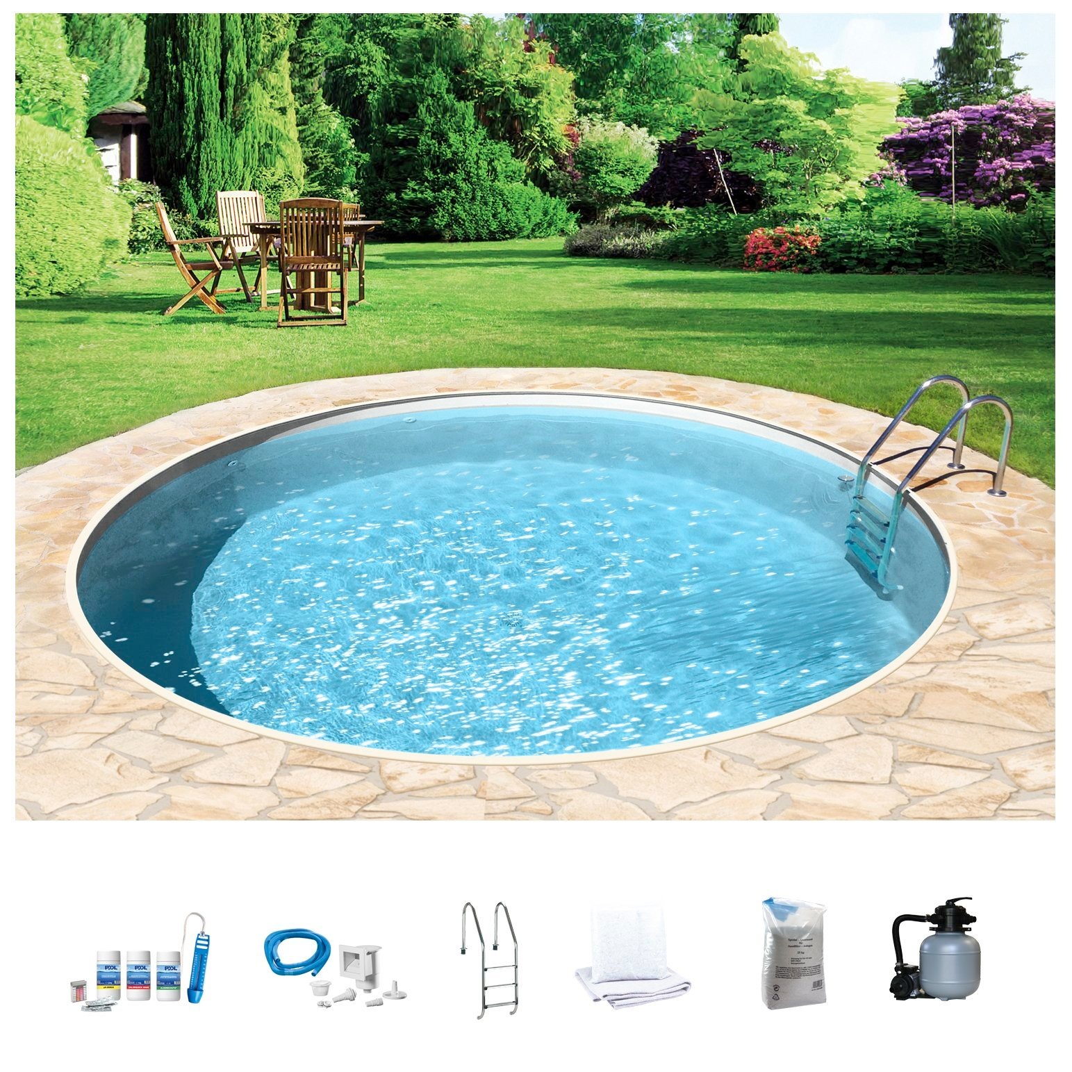 BWT MY POOL Rundpool, (Set, 7 tlg.), ØxH: 450x120 cm