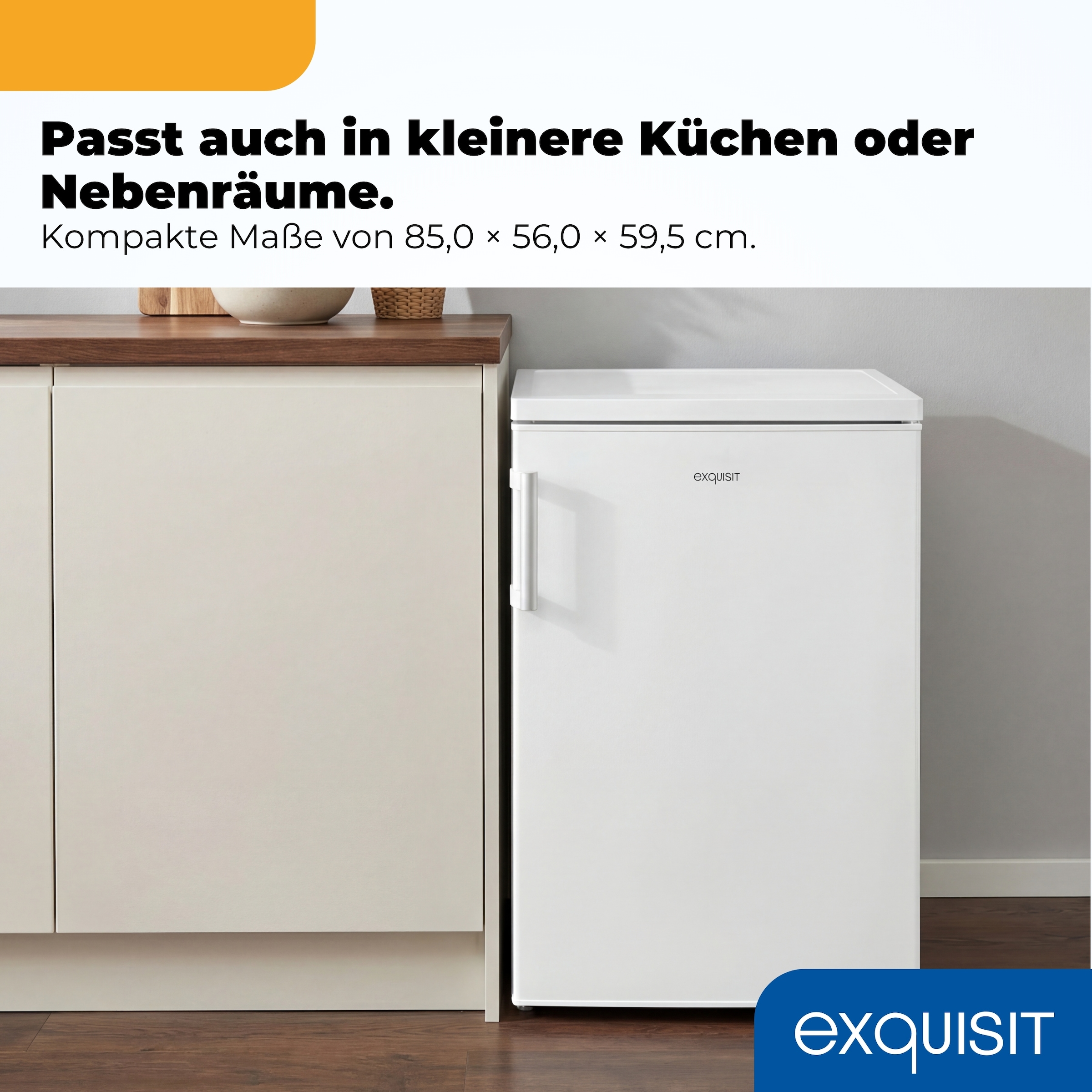 exquisit Kühlschrank KS16-4-H-010C weiss »KS16-4-H-010C weiss« 85 cm hoch 56 cm breit Kompakt, flexibel & effizient – mit LED und cleverer Aufteilung
