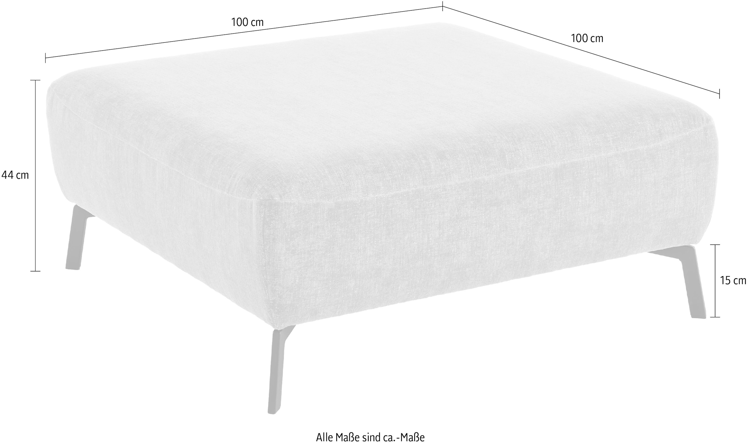 Home affaire Hocker »Liora, weich gepolstert, saugroboterfreundlich, 100x100 cm« passend zum 2,5- & 3-Sitzer Sofa der Liora-Serie
