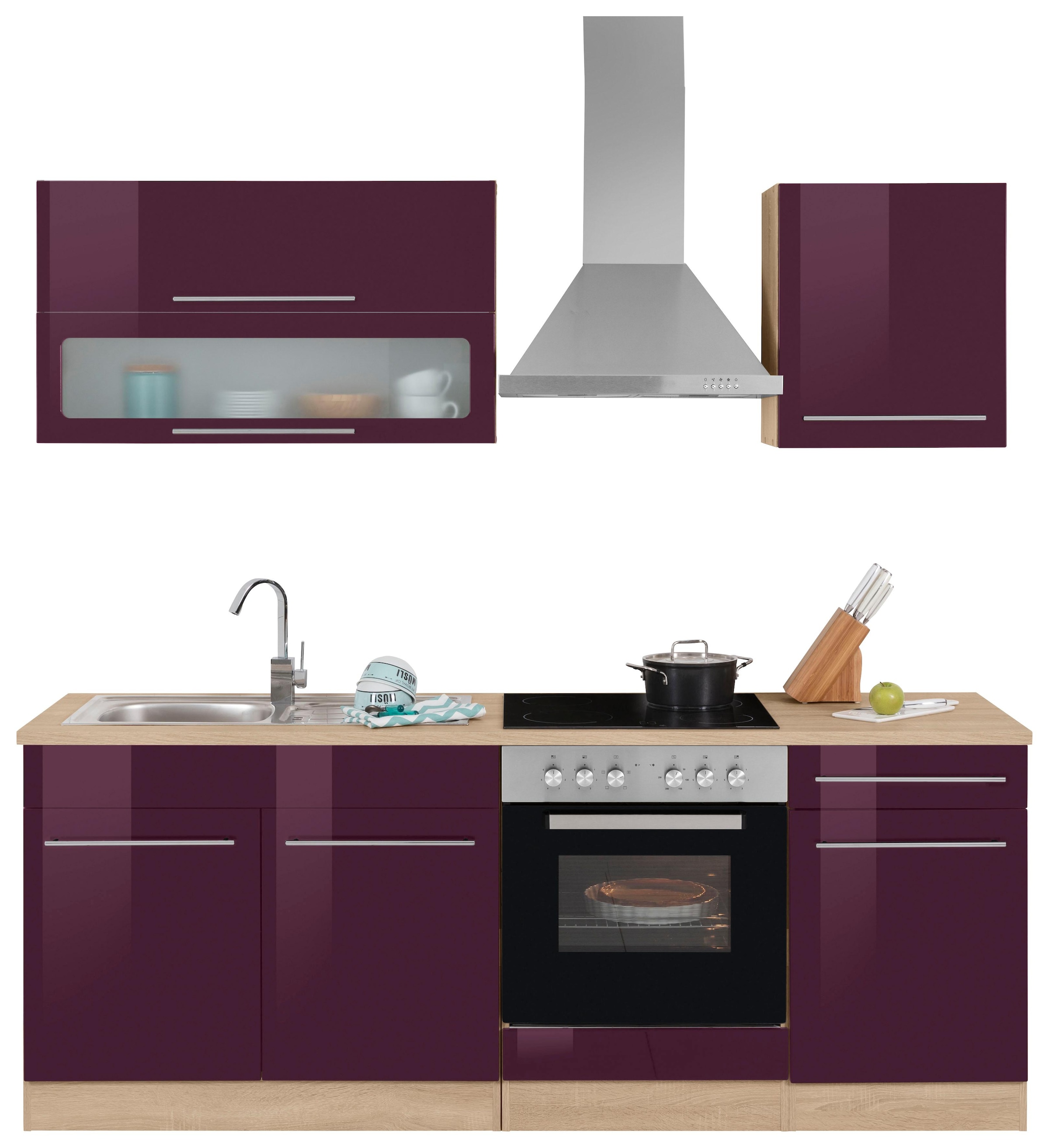 KOCHSTATION Küchenzeile »KS-Eton« mit E-Geräten, Breite 210 cm