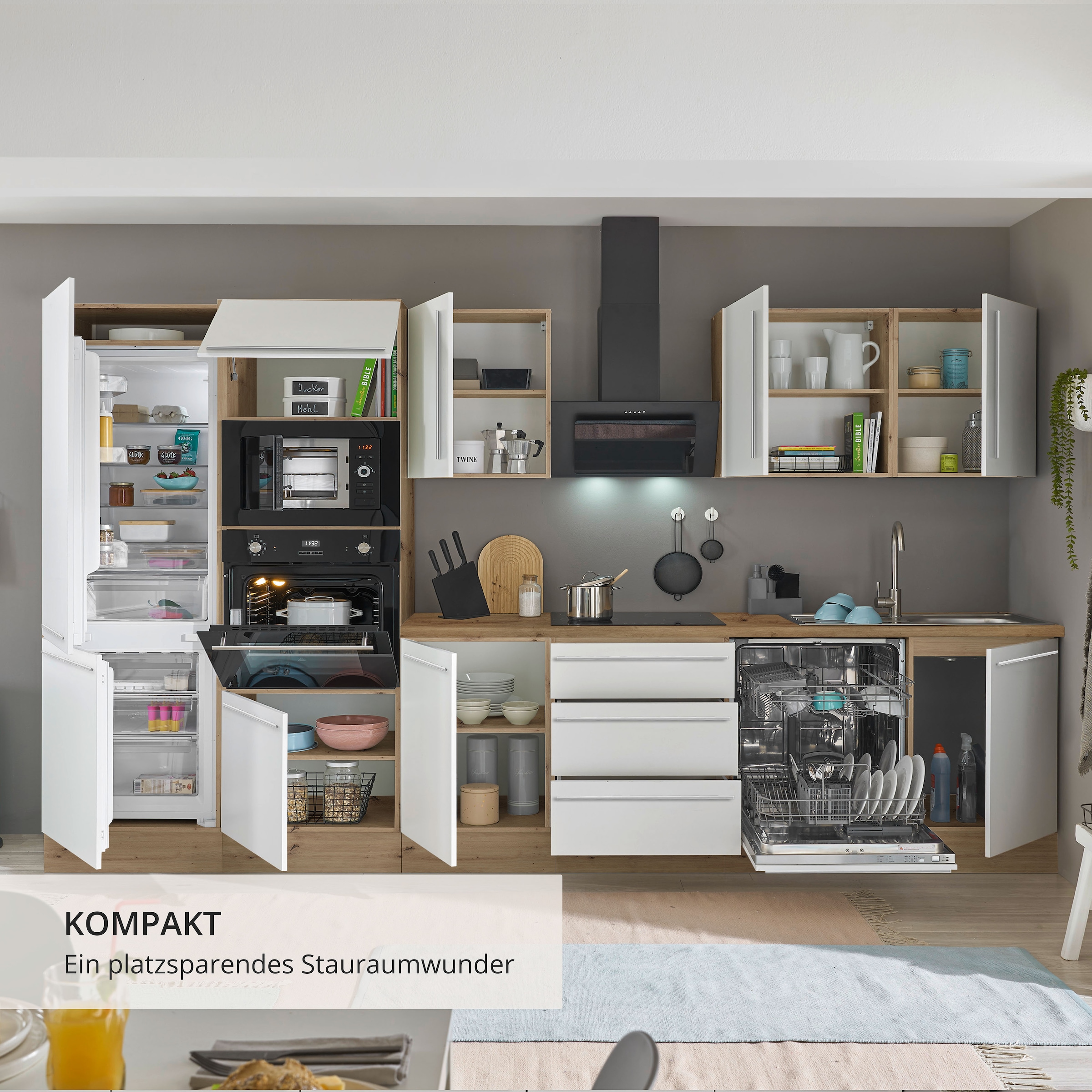 KOCHSTATION Küchenzeile »Florida« Breite 340 cm, wahlweise mit E-Geräten,Softclose für Türen/Schubkästen