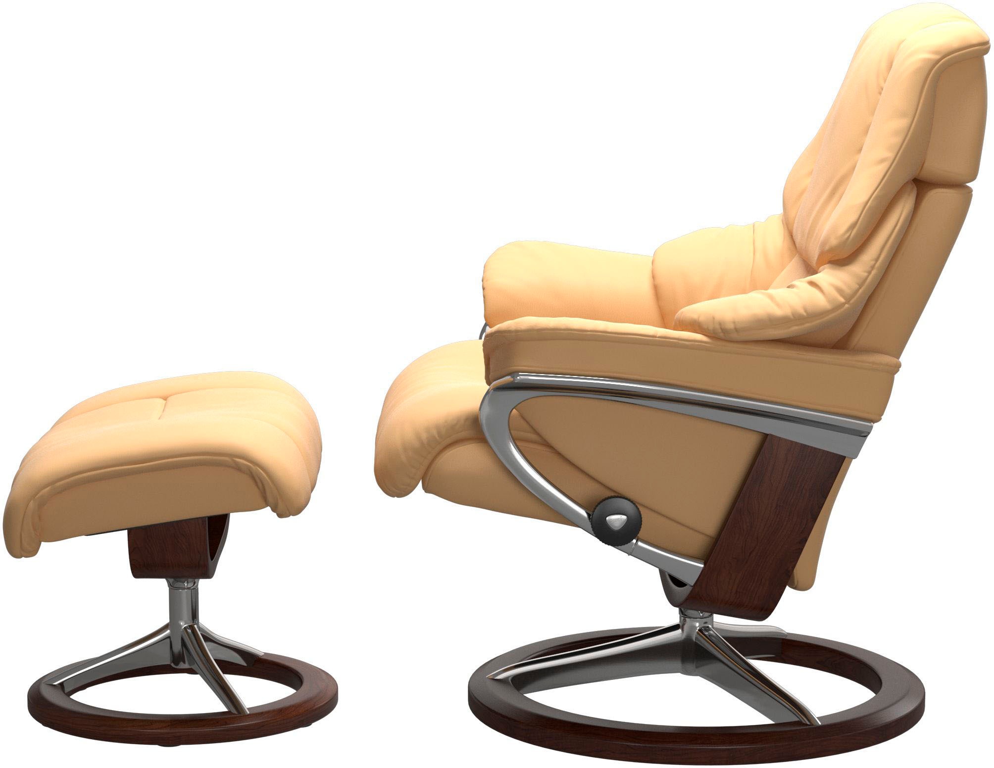Stressless® Relaxsessel »Reno«, (Set, Relaxsessel mit Hocker), mit Hocker, mit Signature Base, Größe S, M & L, Gestell Braun