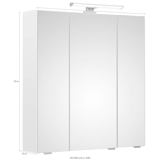 PELIPAL Spiegelschrank »Quickset«, Breite 65 cm, 3-türig, LED-Beleuchtung,  Schalter-/Steckdosenbox online bei OTTO