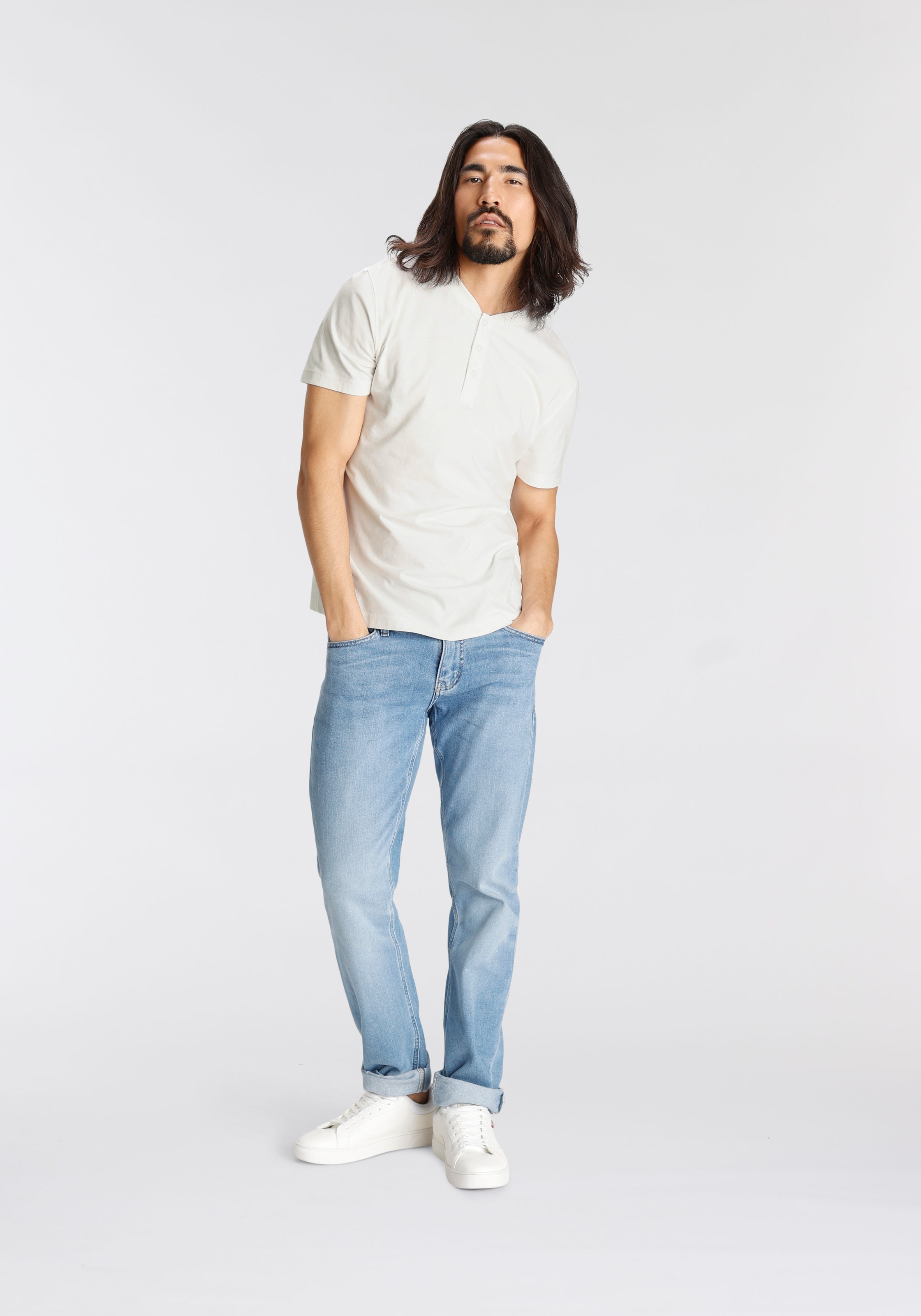 OTTO products Henleyshirt »Hergestellt aus zertifizierter Bio-Baumwolle«