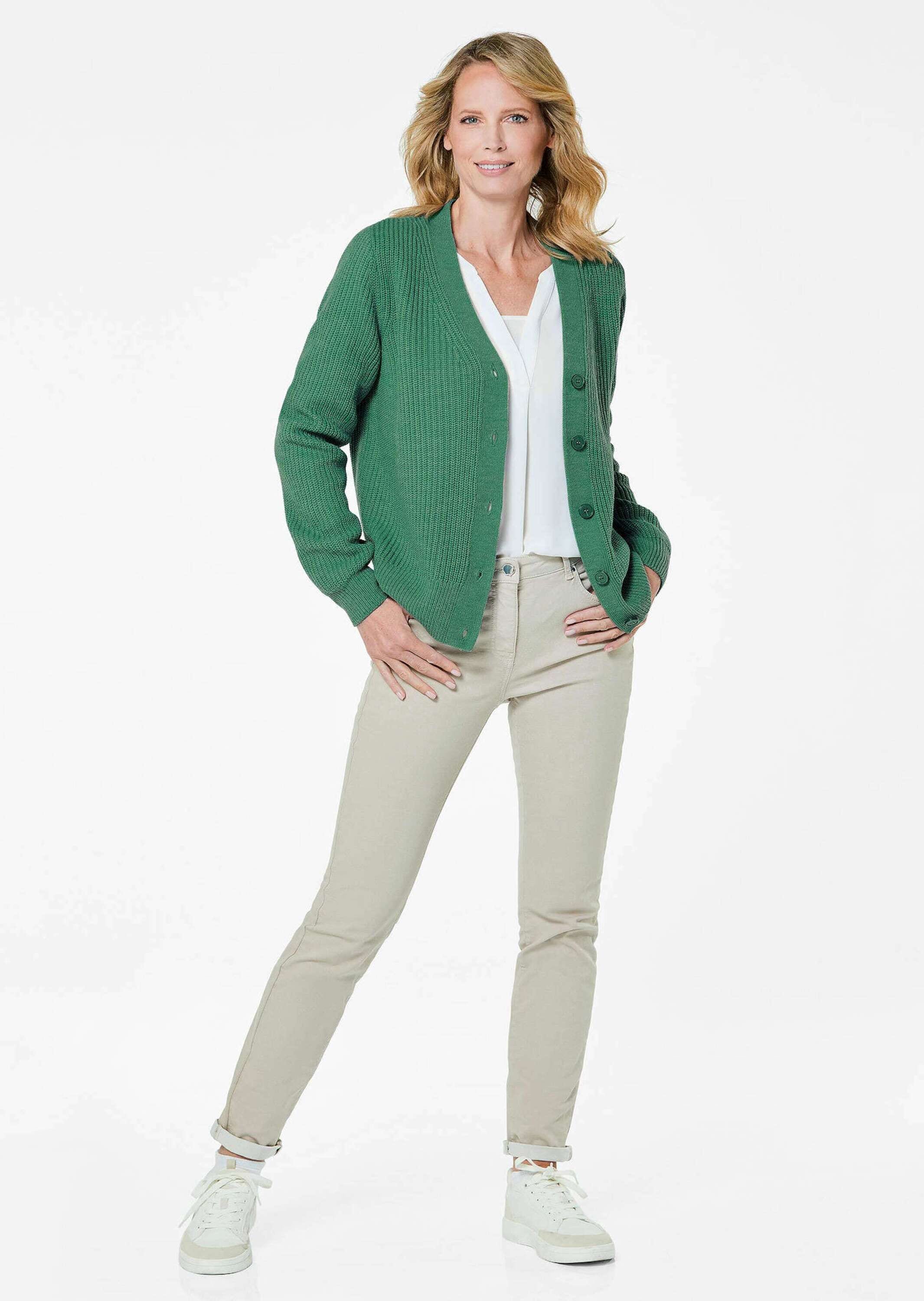 GOLDNER Strickjacke »Kurzgröße Pflegeleichte Strickjacke in hochwertiger Rippenstruktur«