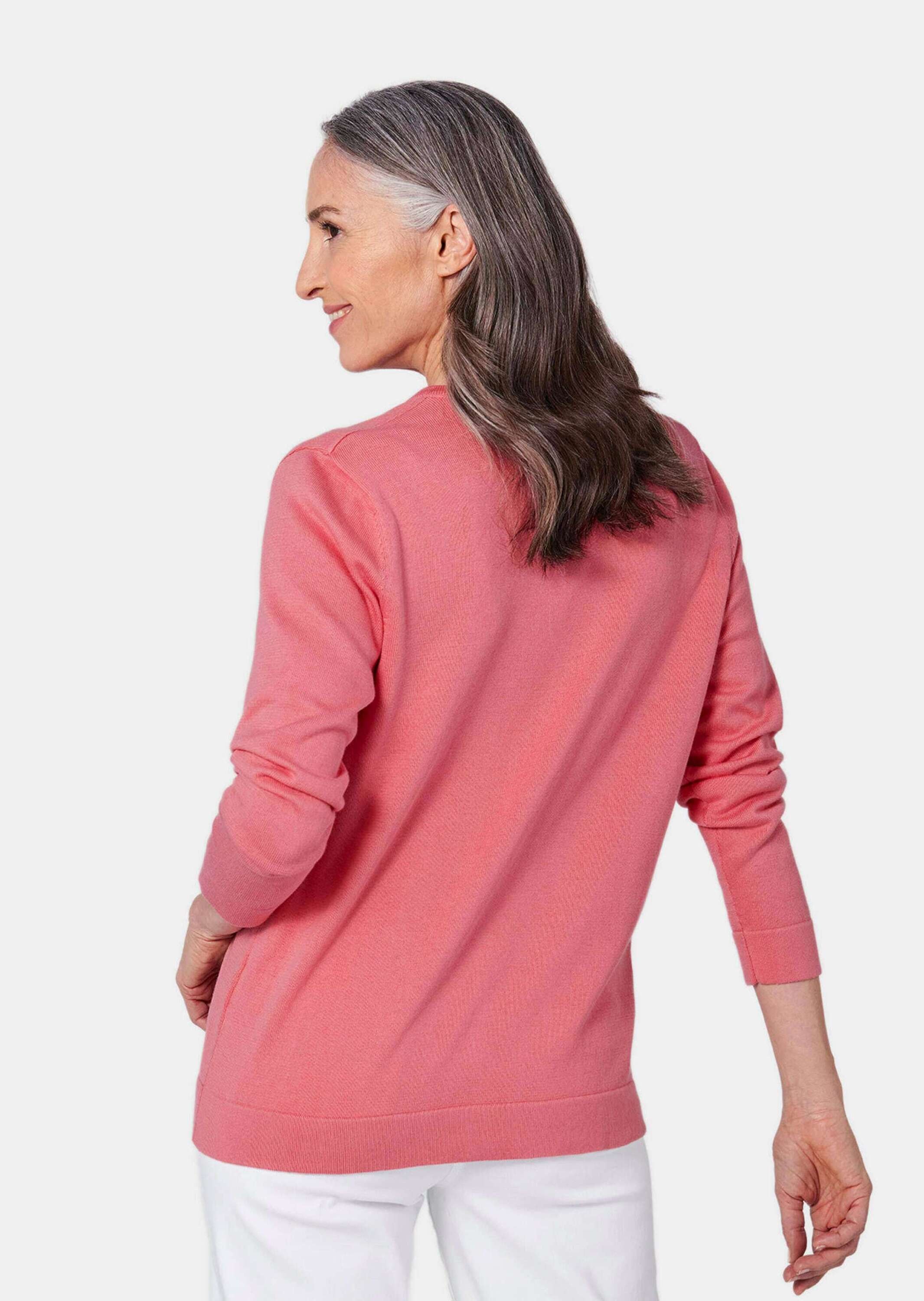 GOLDNER Strickpullover »Kurzgröße Figurnahes Twin-Set aus Pima-Baumwolle«