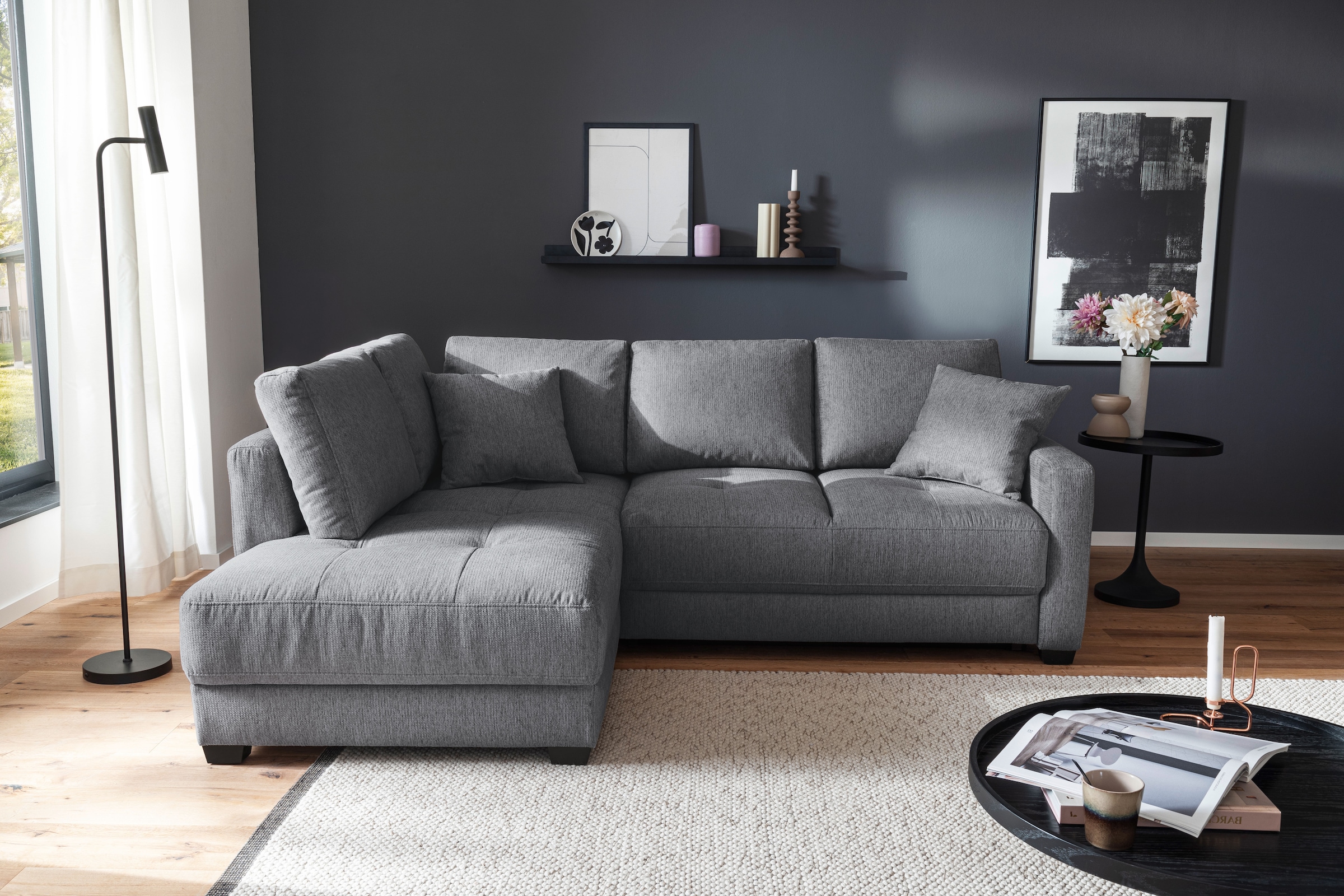 Mr. Couch Ecksofa »Pierre, L-Form mit BoxSpring« Mit Boxpring-Taschenfederkern