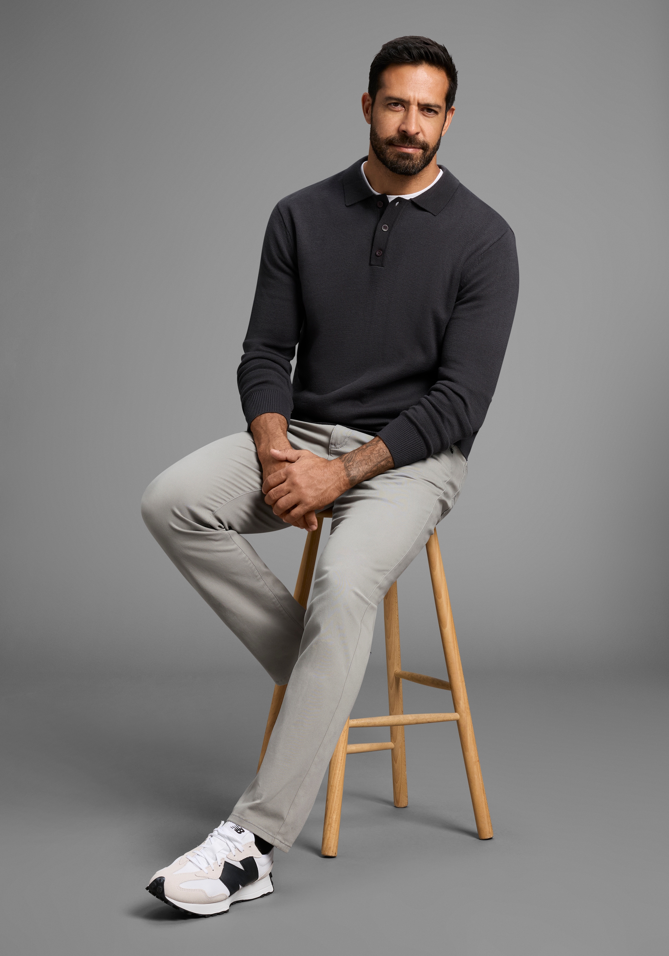 Man's World Polokragenpullover »Neue Kollektion !«, mit Knopfleiste