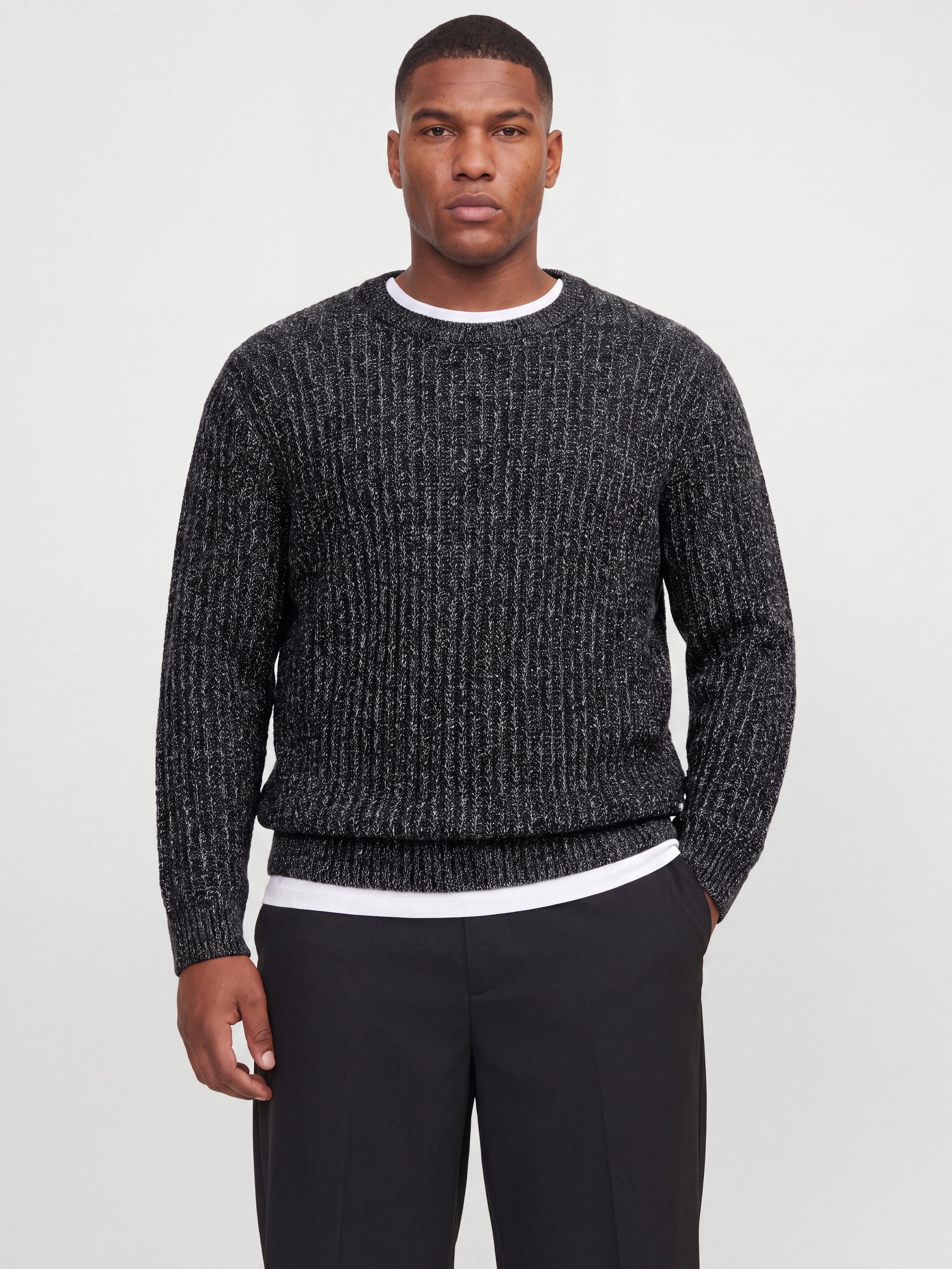Jack & Jones PlusSize Rundhalspullover »JJJAXON KNIT CREW NECK PLS« Materialmix, locker geschnitten