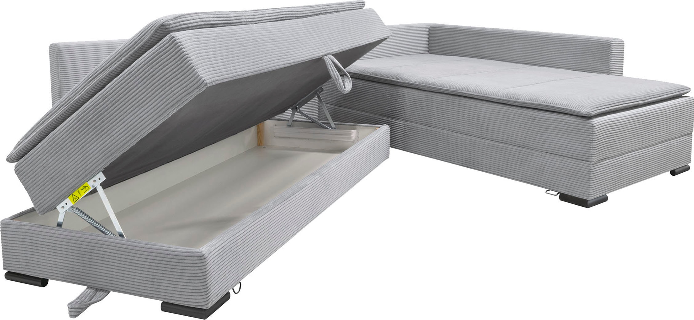 Home affaire Ecksofa »Night & Day L-Form, B: 321 cm, mit Dauer-Schlaffunktion 180x200 cm« Schlaffunktion, Bettkasten, Topper & 3 Zierkissen, Boxspringbett Cord