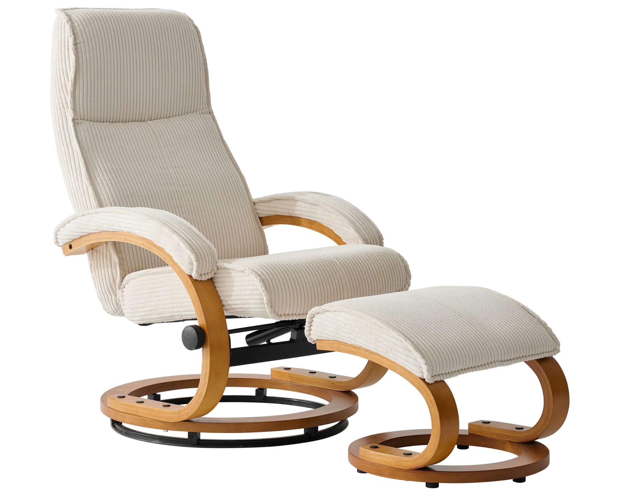 OTTO home Relaxsessel »mit Hocker PARIS neu: Cord - OTTO. Verlässliche Qualität.« Set, bestehend aus Sessel und Hocker, 2 Stk. tlg. manuelle Relaxfunktion mit Drehfunktion, neu: Cord-Bezug