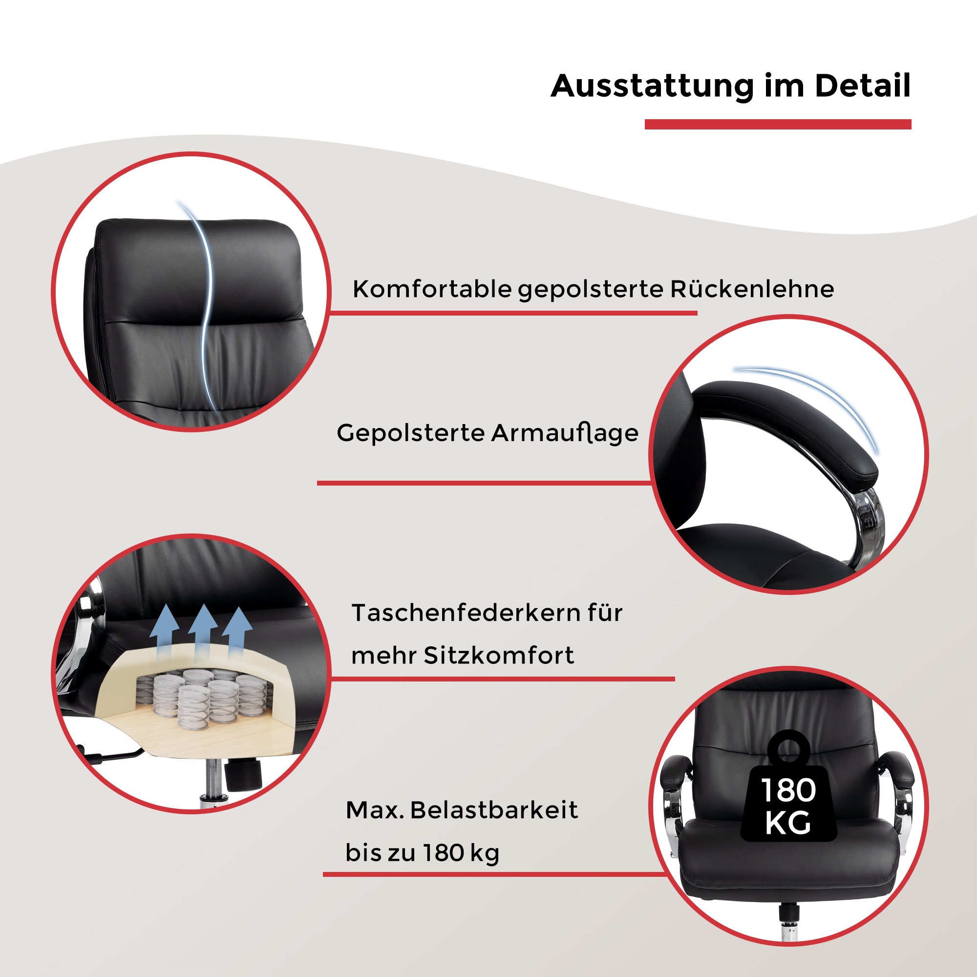 Duo Collection Chefsessel »Chefsessel Federico 180 kg« () Kunstleder Federkern, bis 180 kg, robust