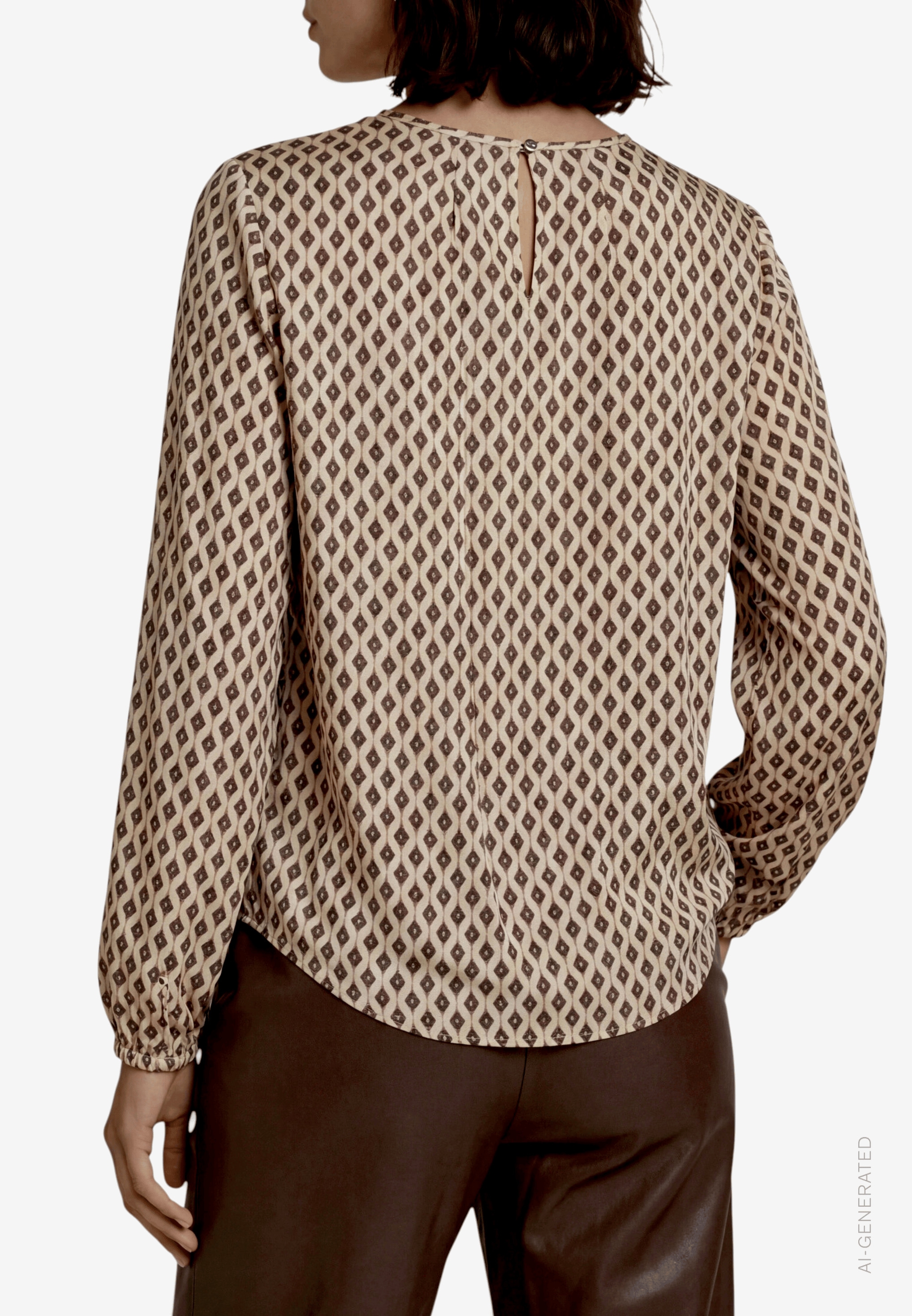 Zero Satinbluse Sommerbluse mit Rundhals und Minimal-Print