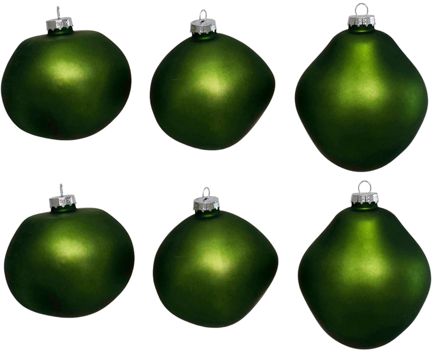 Leonique Weihnachtsbaumkugel »Birdelle matt, Weihnachtsdeko, Christbaumschmuck, Christbaumkugeln«, (Set, 6 St.), Baumkugeln in organischer Form, Ø ca. 8 cm, organische Kugeln aus Glas