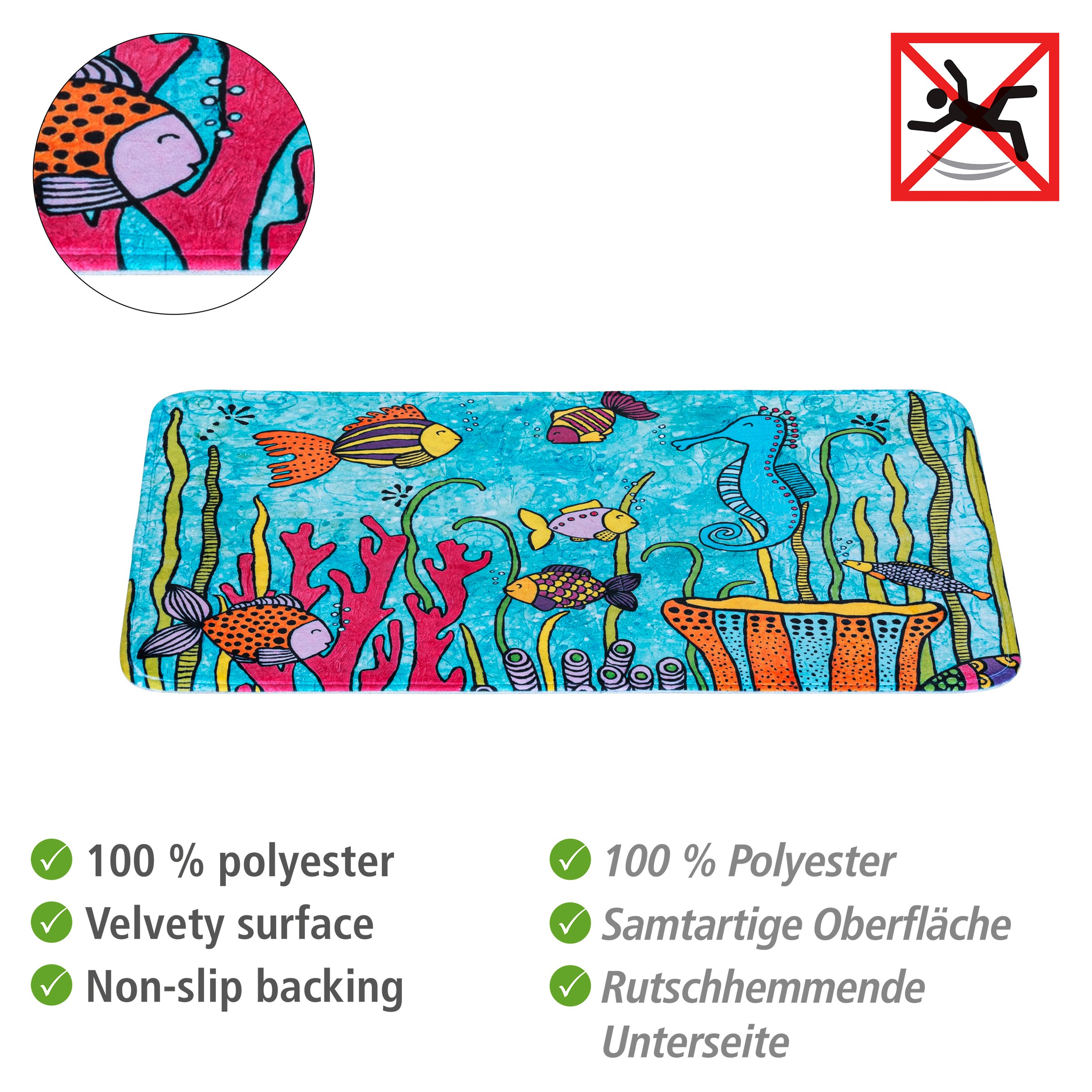 WENKO Badematte »Rollin'Art Ocean Life«, BxL: 45 x 70 cm