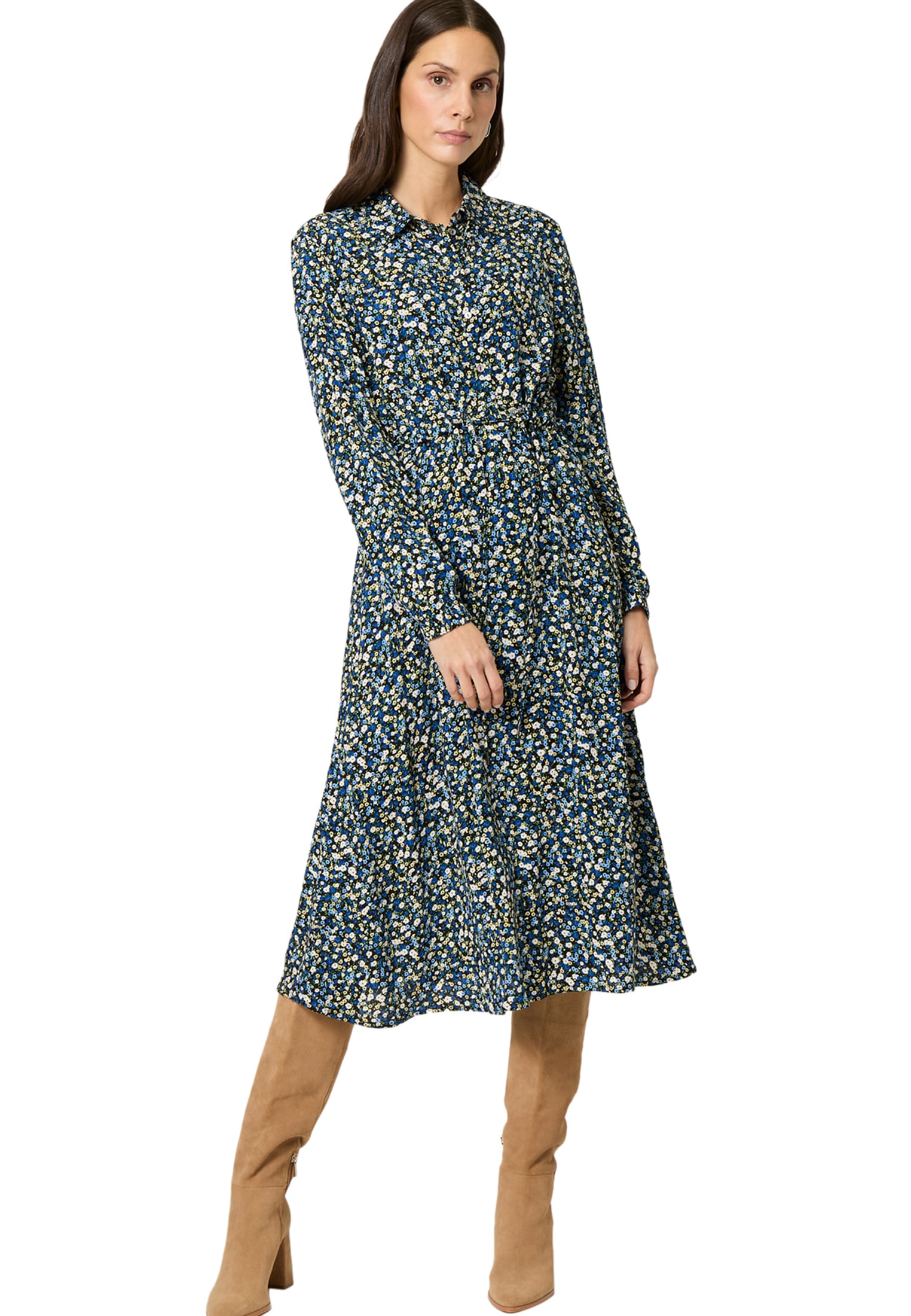 Zero Plisseekleid »Crepè-Kleid mit Bindegürtel«