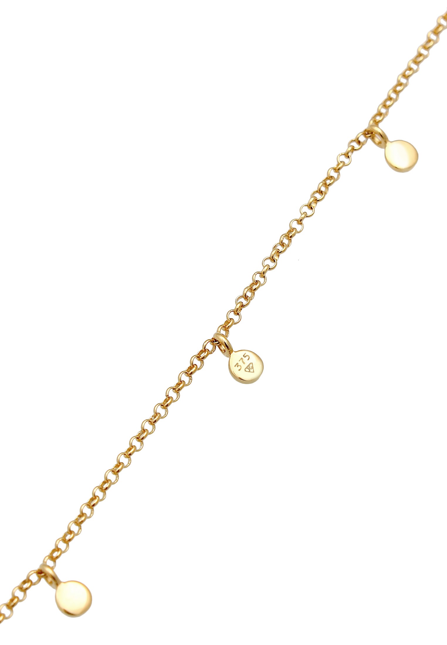 Elli Premium Kette mit Anhänger »Halskette Erbskette Geo Kreis Basic Coin 375 Gelbgold«