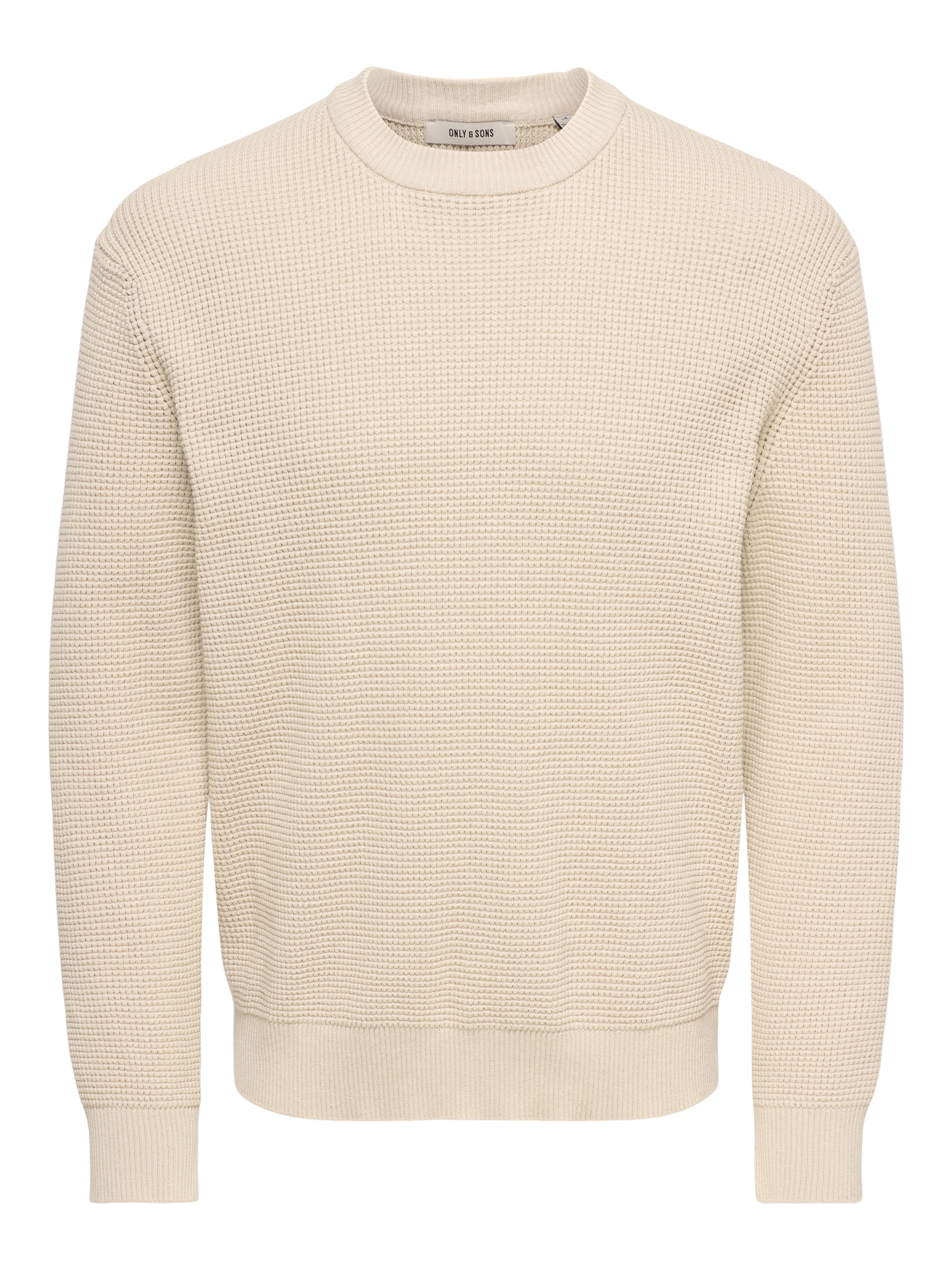ONLY & SONS Rundhalspullover »ONSMARIUS LS WAFFLE CREW REG OTL« Baumwollmischung, regular fit