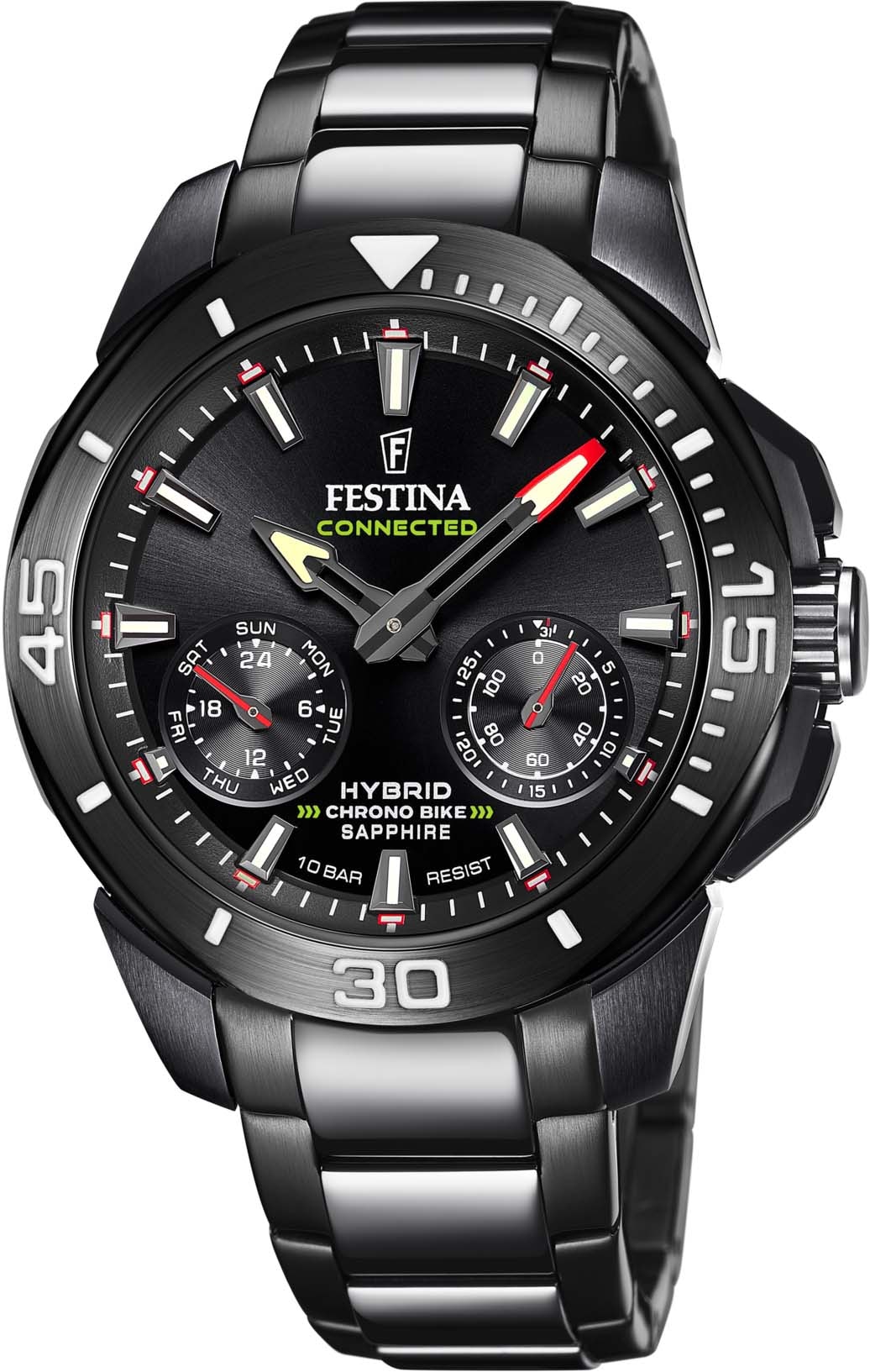 Festina Chronograph »Chrono Bike Connected - Special Edition«, (Set, 3 tlg., Uhr mit Wechselband und Werkzeug), Armbanduhr, Quarzuhr, Herrenuhr, Stoppfunktion, Saphirglas