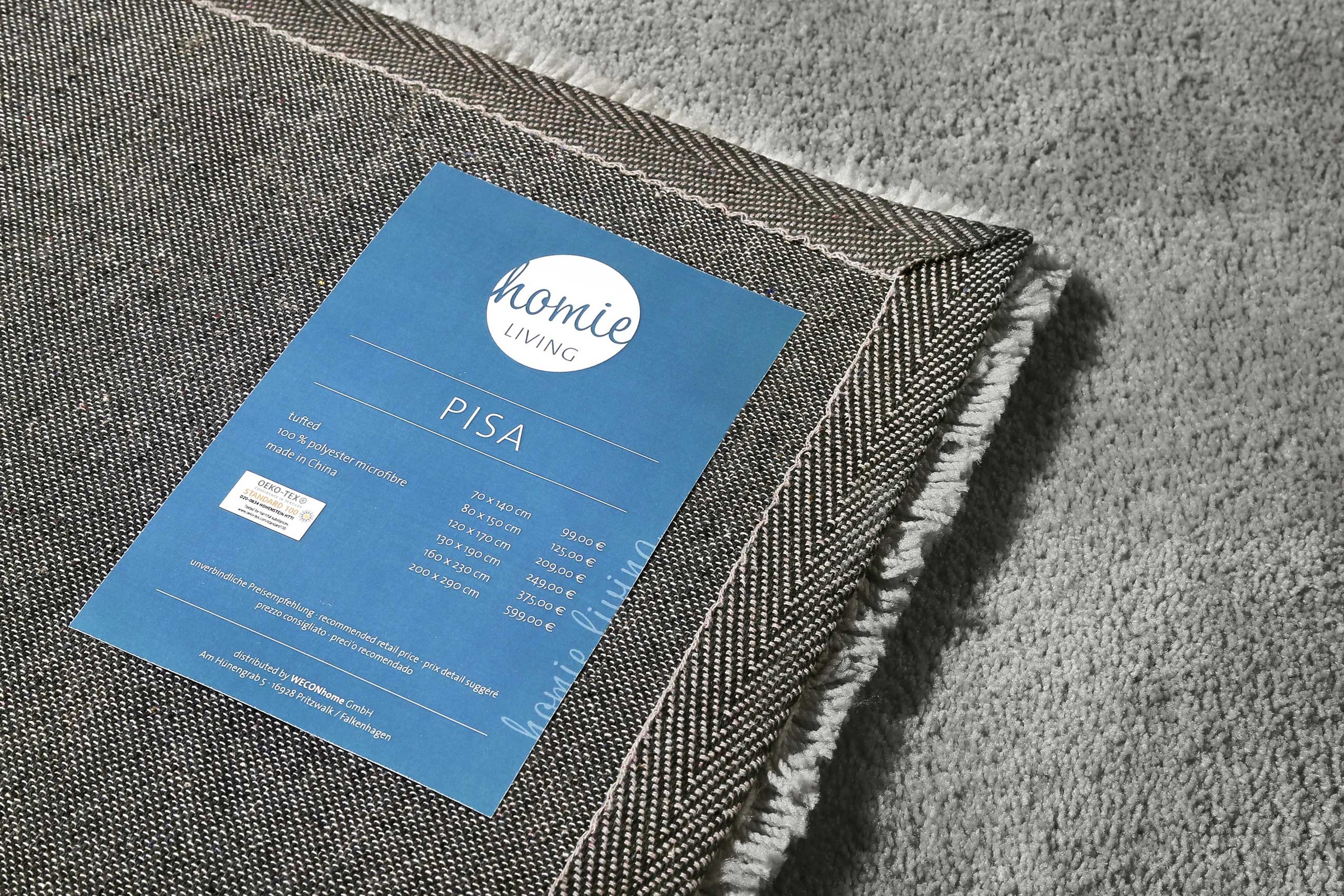 Homie Living Teppich »Pisa«, rund, 25 mm Höhe, Hochflor, Microfaser, uni, weich, Shaggy, Wohnzimmer, Schlafzimmer