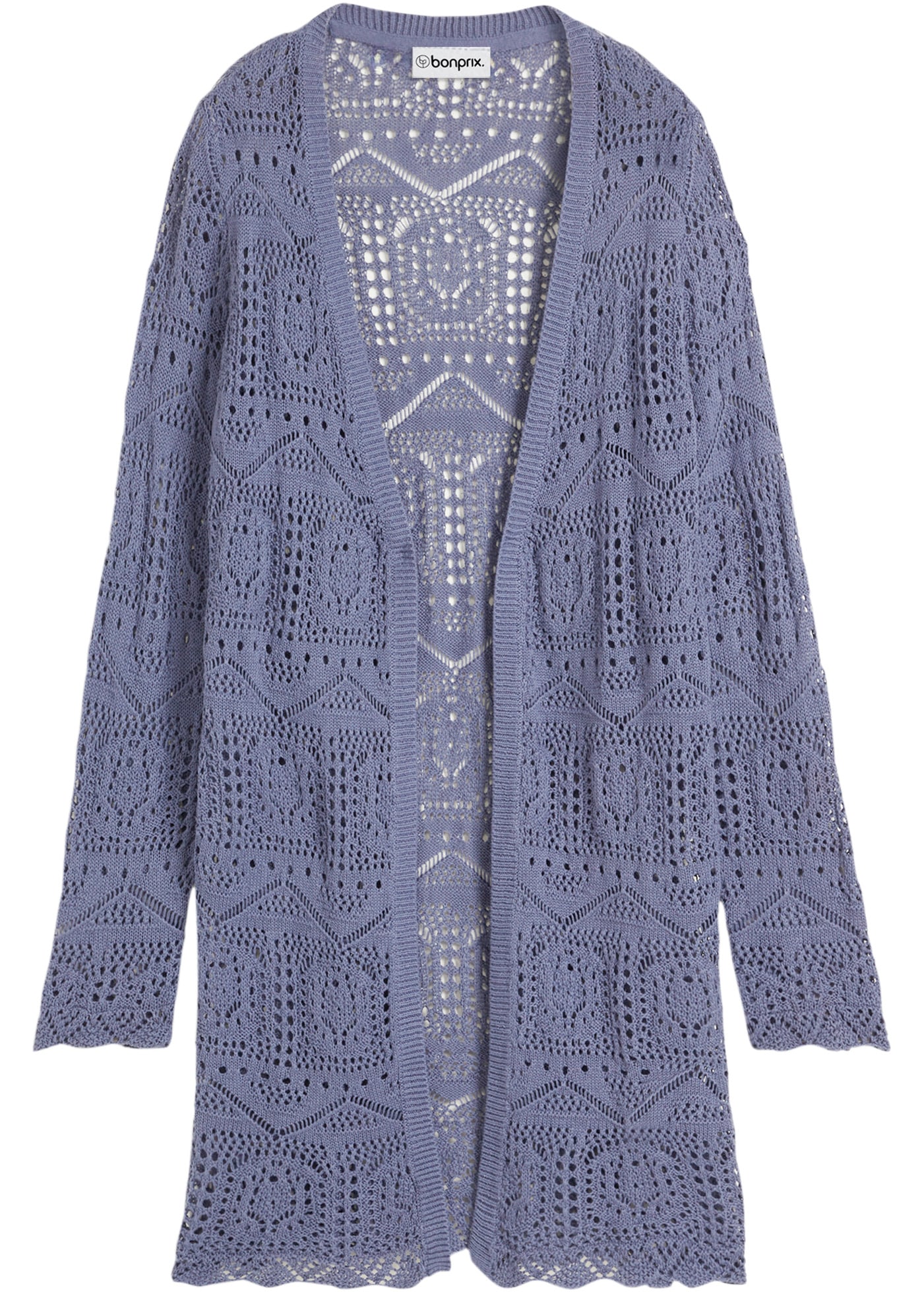 bonprix Longstrickjacke 1 tlg. lockere und offene Passform, mit femininem Lochmuster, casual Stil