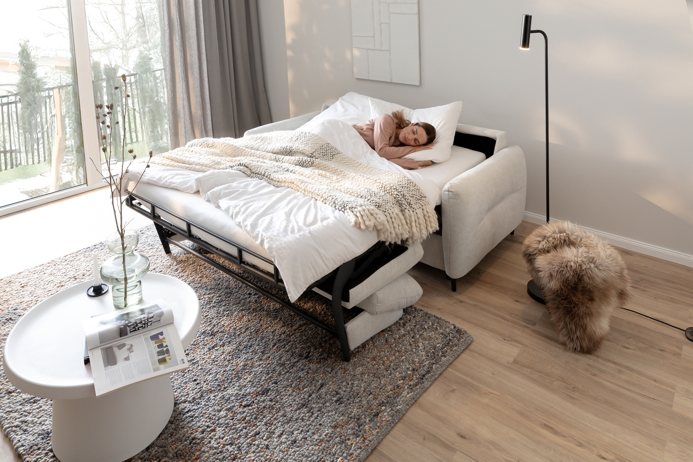 Home affaire 2,5-Sitzer »Clevina, Dauerschläfer mit Kaltschaummatratze, Breite 196 cm« Sofa & Bett in einem – kinderleicht ausklappbar & freistellbar im Raum