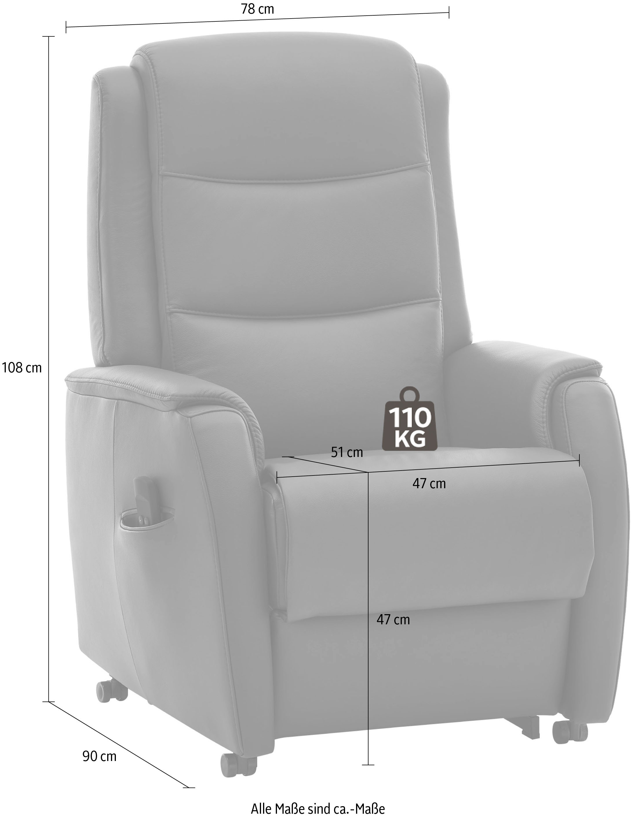 HUKLA Sessel »HU-RV15038«, Wahlweise 1- oder 2-motorische Verstellung, inkl. Aufstehhilfe