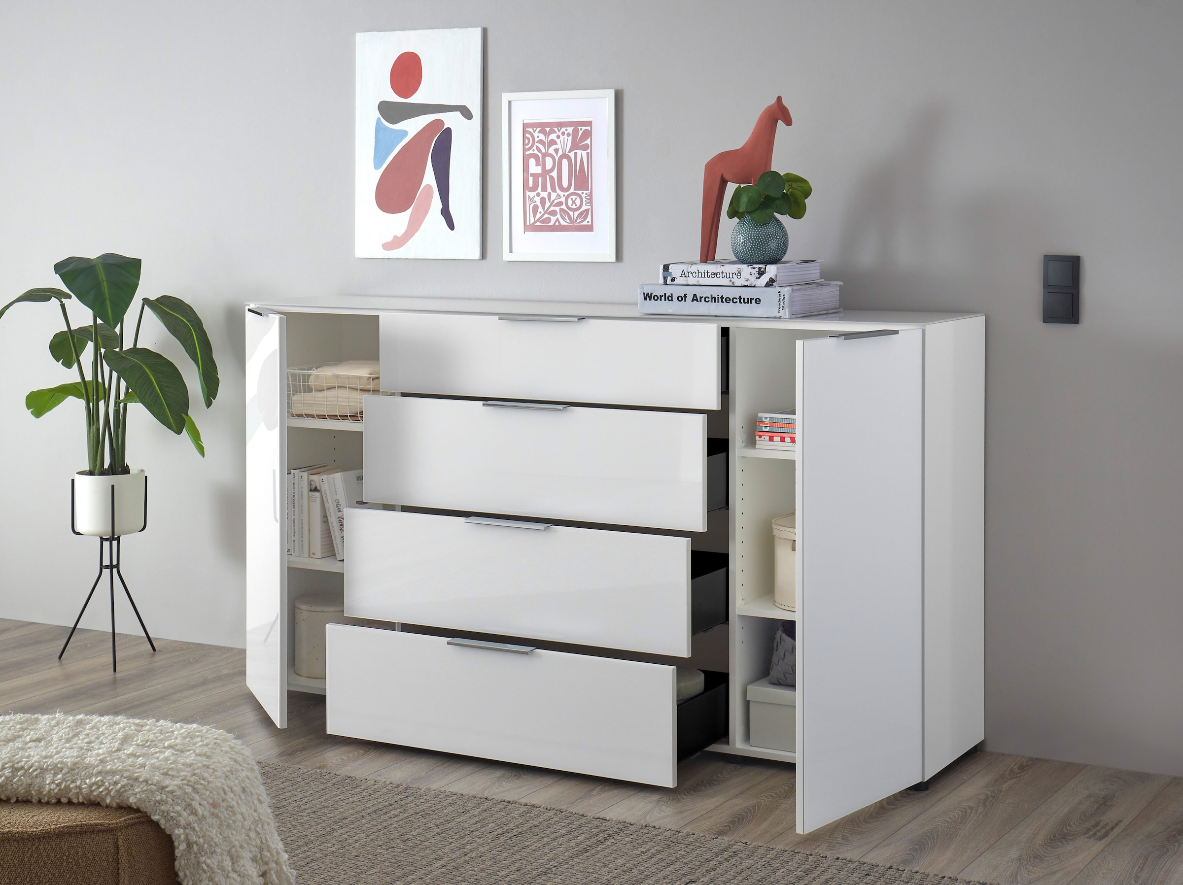 HBZ Kommode »Santorin, BxHxT 180x99x40 cm«, (1 St.), Breite 180cm, Softclose für Türen und Schubkästen, Melaminbeschichtung